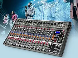 VDA216L Mixer Profissional 16 Canais para Shows ao Vivo, Karaokê - USB/Bluetooth, Efeito de Reverb, Saída de Monitoração, Controle de Som de Estúdio e Palco (Alimentação 110V/220V)