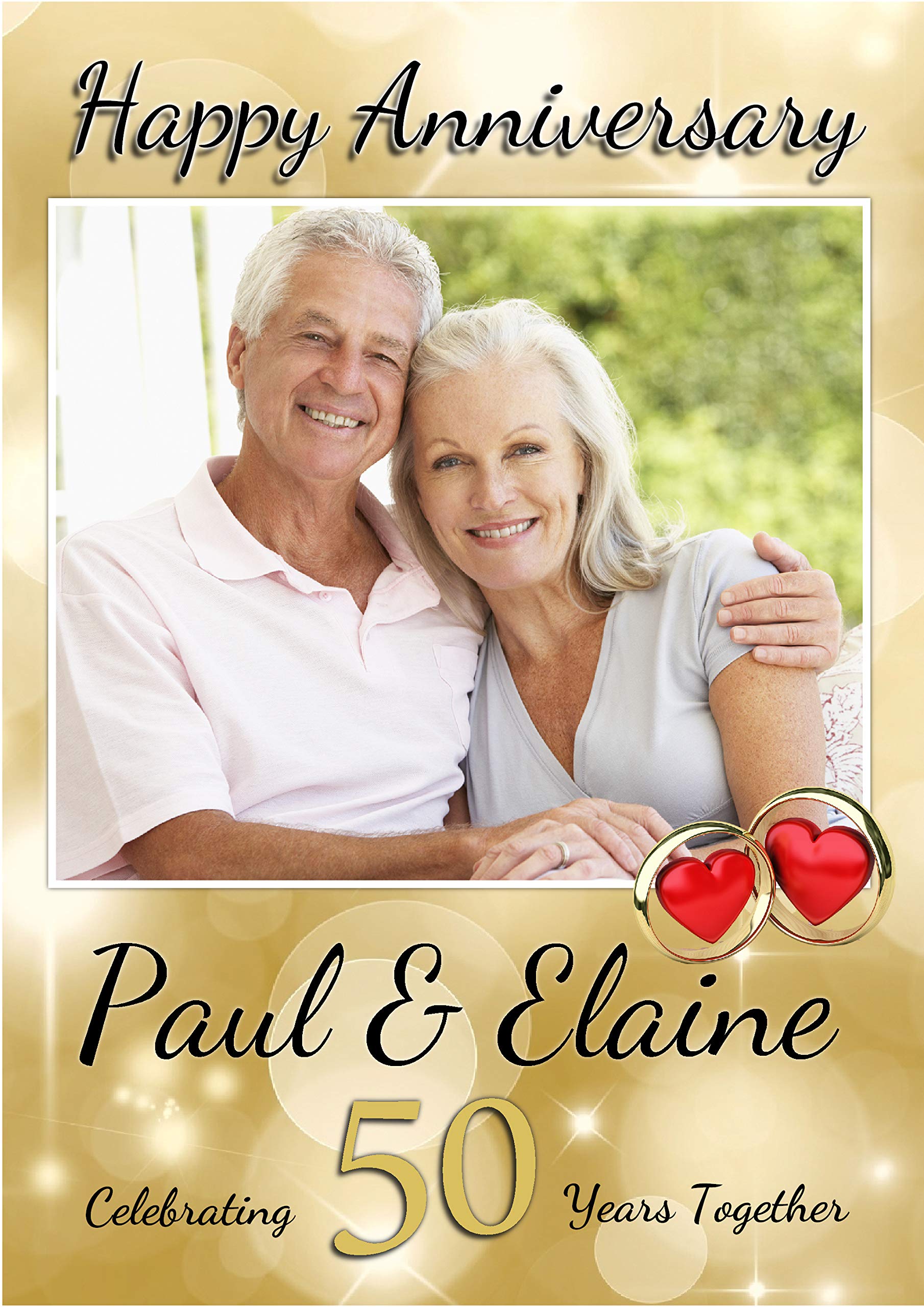 The Personalised Party Company Golden Personalised 50Th Wedding Anniversary Photo Poster Banner N70 (A1 (59.4Cm X 84.1Cm))