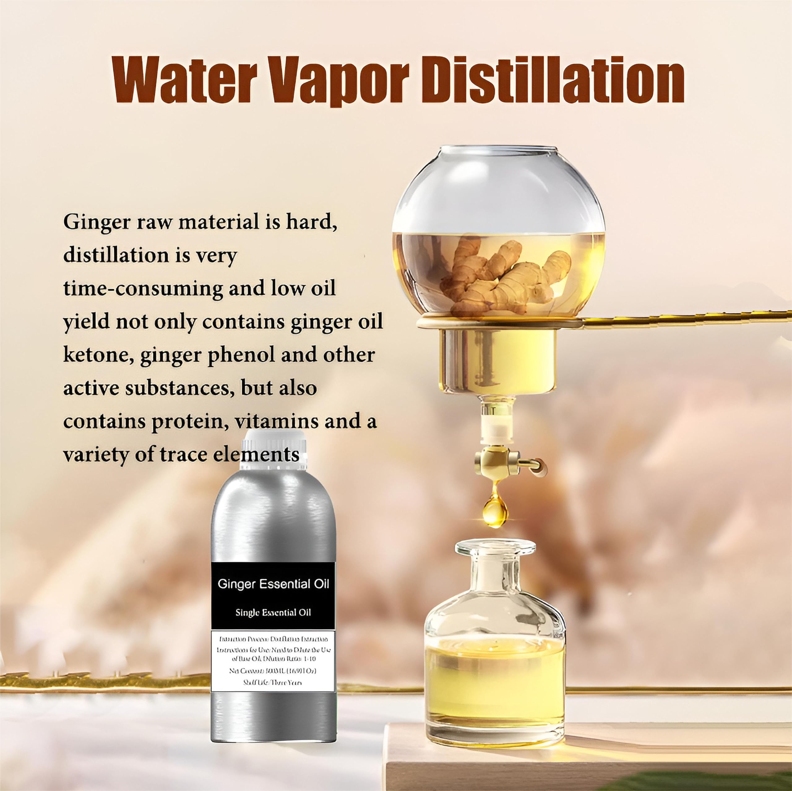 Aceite esencial de jengibre 100 % puro para aromaterapia, difusor, cuidado de la piel y el cabello, masajes, fabricación de velas y jabón, aceite de jengibre orgánico para aliviar el dolor(500ml)