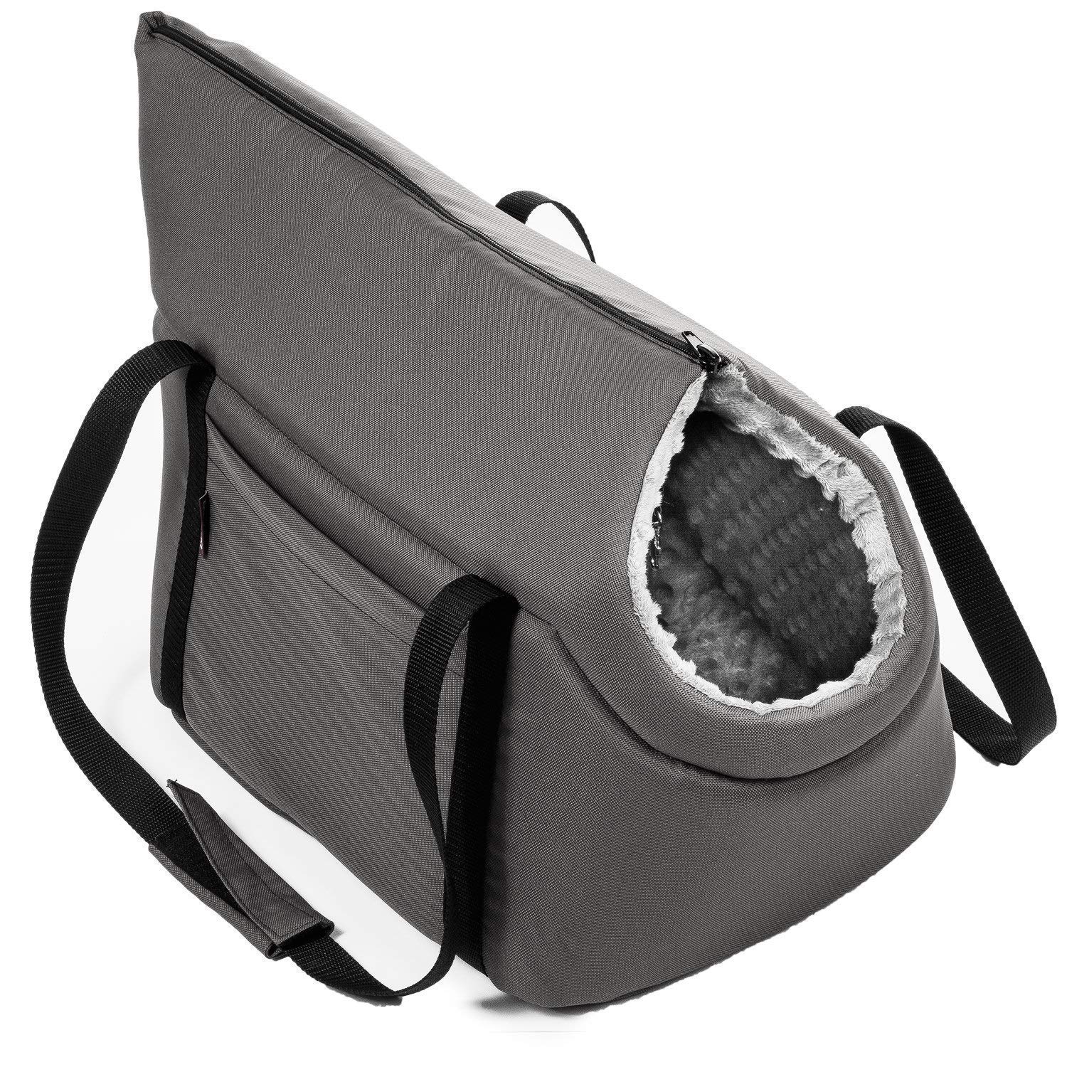 Borsa Porta Animali BoutiqueZOO - Trasportino Per Cani E Gatti, 29x42x33 Cm, Nero Minky, Con Cuscino Estraibile - Foto 10