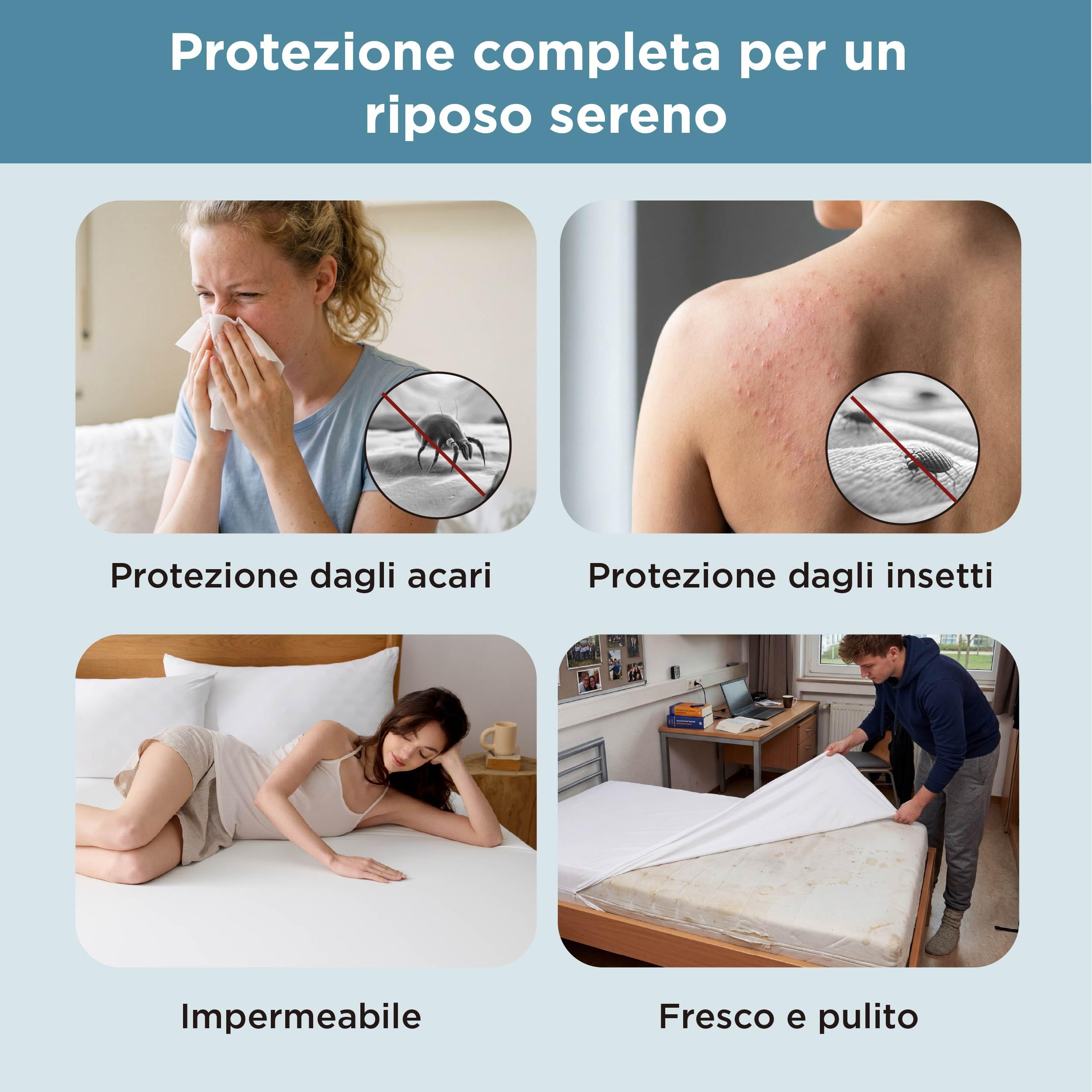 BEDSURE Coprimaterasso 160 x 190 x 30 cm - Protezione Anti Acari e Cimici | Traspirante, Antiscivolo, Lavabile 40°C, Certificato Oeko-Tex, Morbido con Cerniera