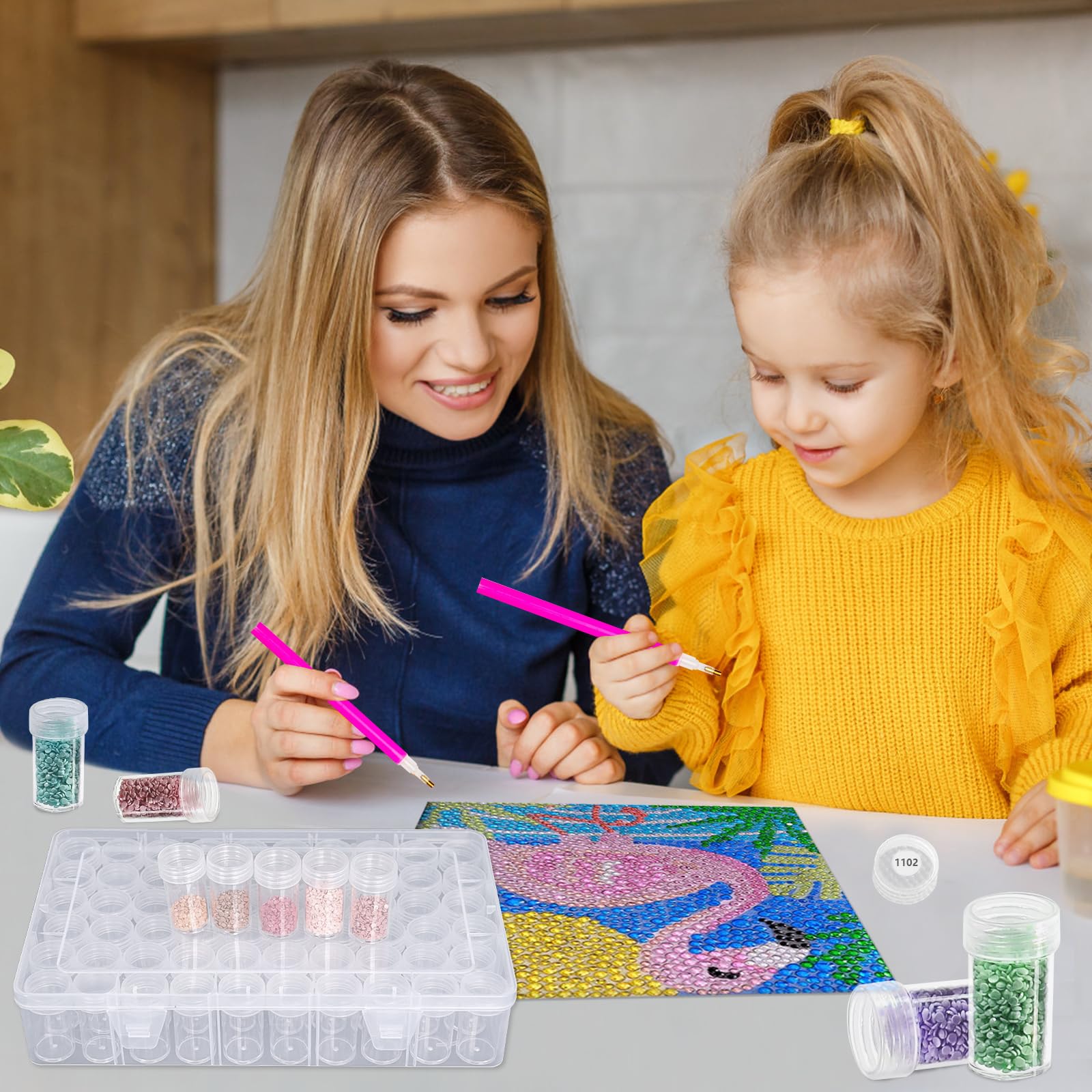60 Rejillas Diamond Painting Kit Completo, Contenedores de Almacenamiento de Pintura Diamante, Compartimento Transparente de Almacenamiento de Bordado, para DIY, Uñas, Joyas, Manualidades, 5D Painting