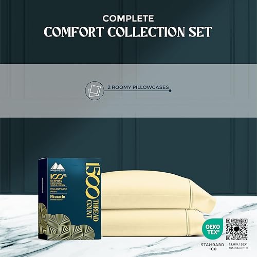 Miniatura 4 de Mayfair Linen Juego de 2 fundas de almohada de 1200 hilos, tamaño King, 100% algodón Supima puro de fibra extralarga, para dormir, suave y sedosa en