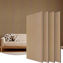 TONOR Set di 4 Pannelli Fonoassorbenti in Legno Impiallacciato, 120 x 60 – 2.88㎡, Pannelli Acustici da Fissare alla Parete, Schiuma Decorativa 3D per Soggiorno, Ufficio, Bancone a Isola, Teak