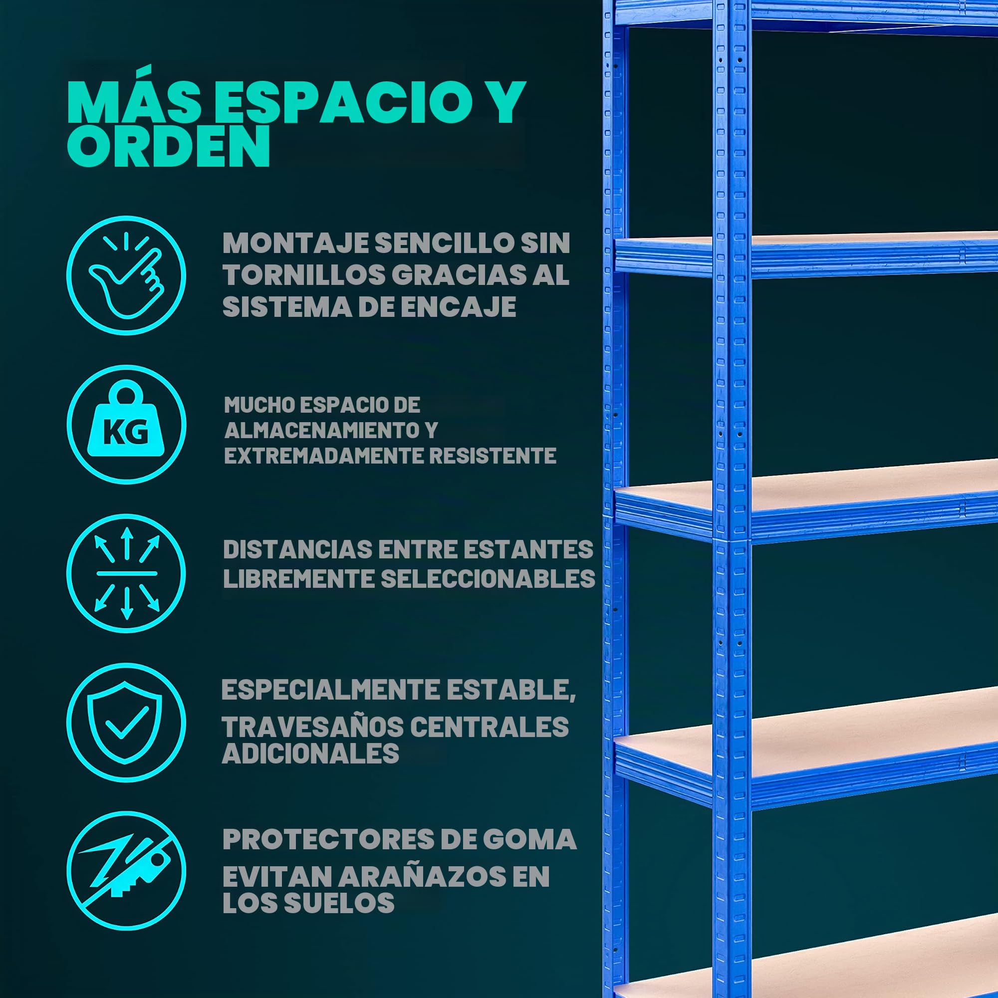 Deuba 2x Estanterías Metálicas 180x90x40cm 875kg Estantería para Cargas Pesadas 5 Estantes Taller Azul