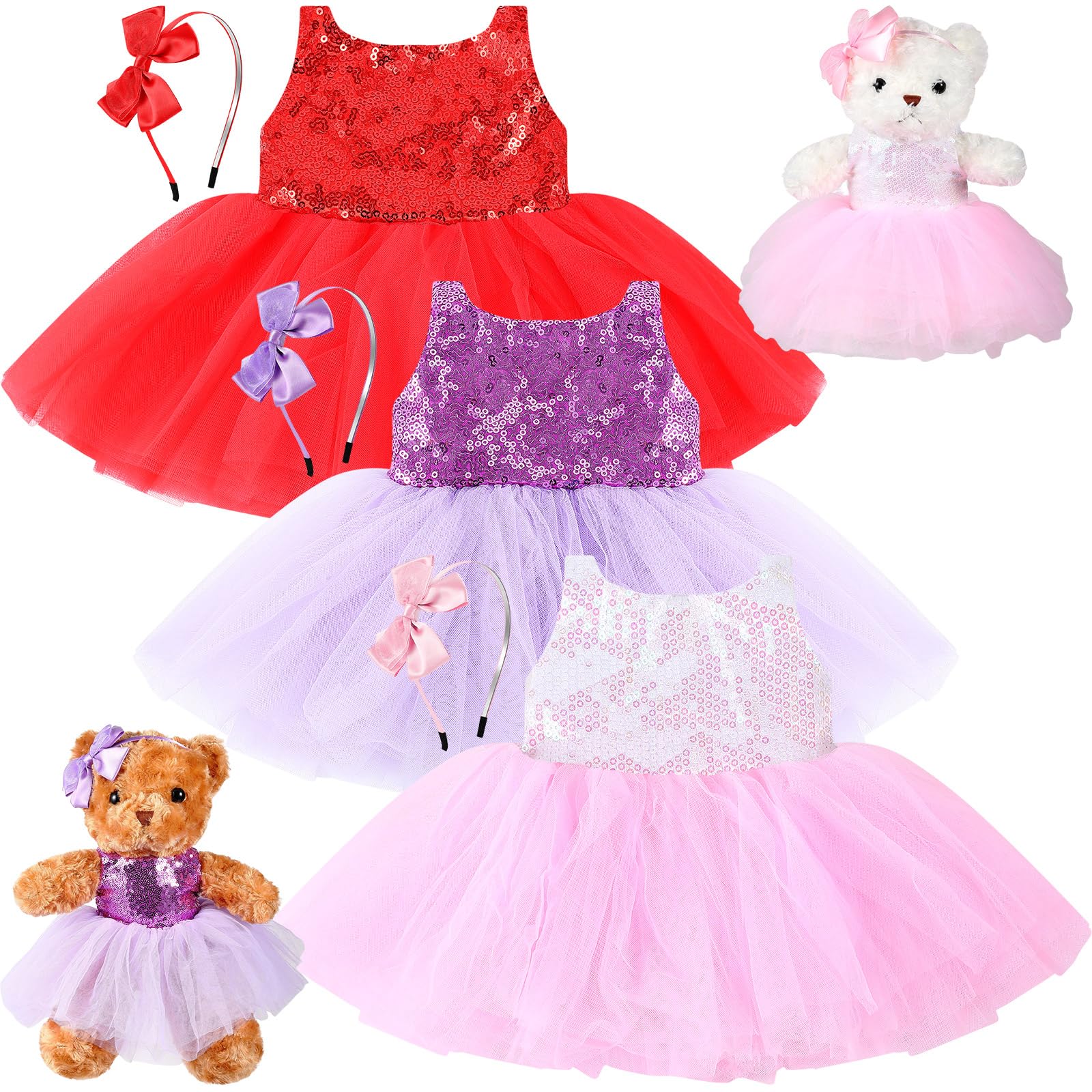 Relaxgiant 6 Pcs Bear Clothes Bear Skirt Fit 12-16 Inch Stuffed Animals Make Your Own Stuffed Animals Cute Tiny Clothes