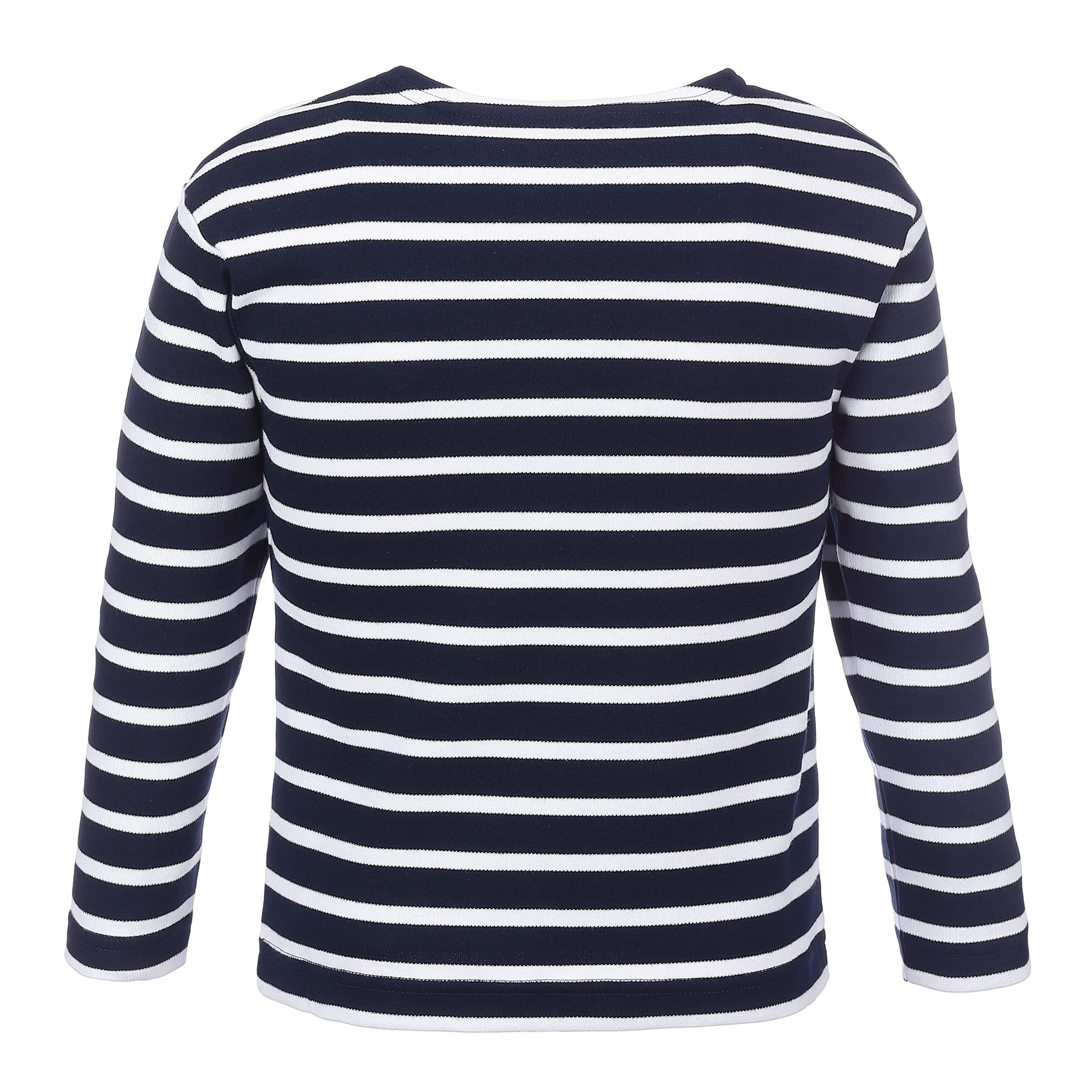 modAS Bretonisches Shirt für Kinder - Longsleeve Pullover Langarm Shirt mit Streifen Mädchen Jungen aus Baumwolle in Weiß/Blau Größe 152