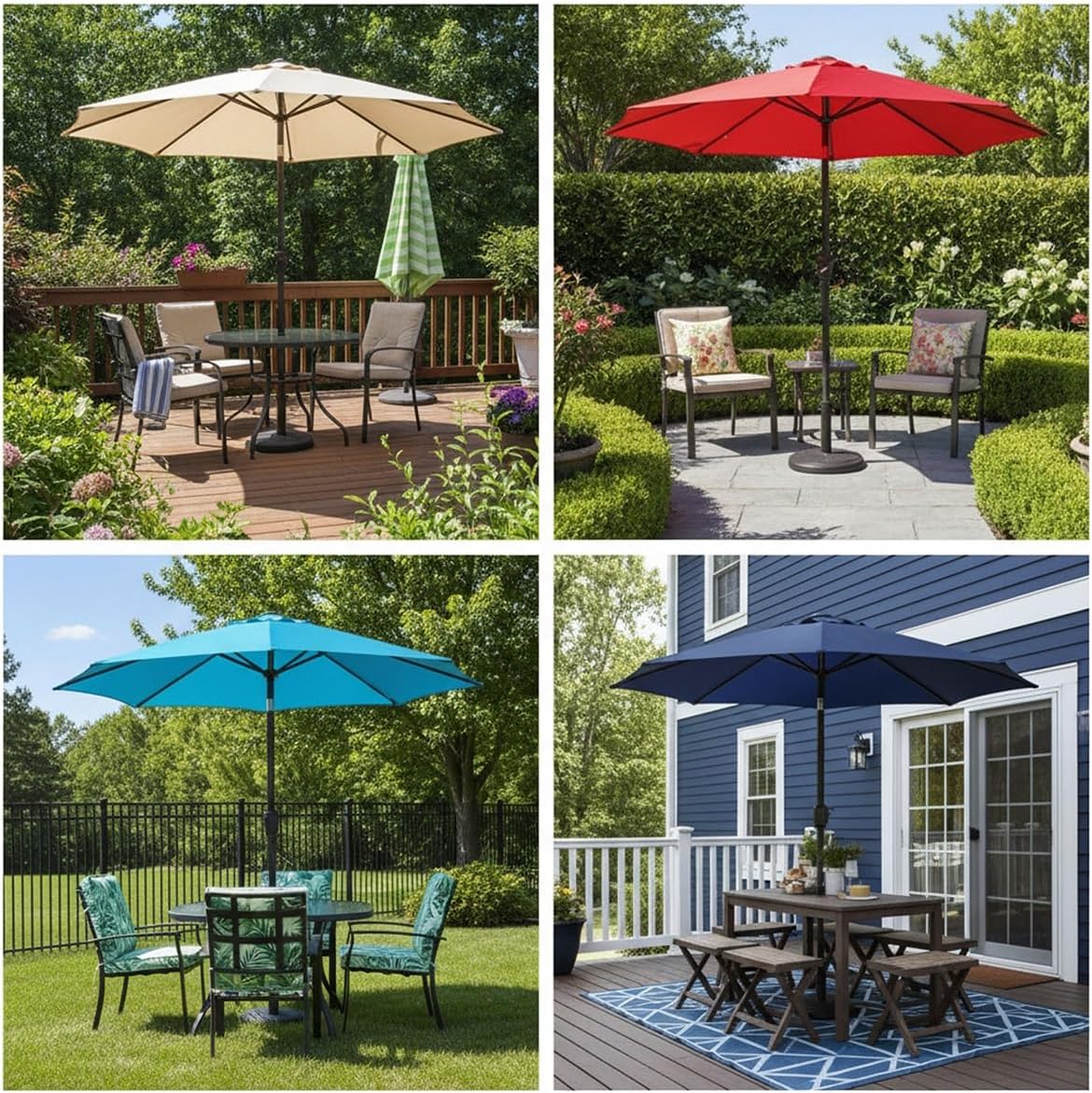 Outdoor Patio Umbrella 6.6ft/7.5ft/9ft/10ft Replacement Top Canopy, 6/8 Ribs Umbrella Replacement Top Cover, Table Market Yard Parasol Canopy Fabric Replacement Canvas(Dark Green,13FT 8-Ribs)