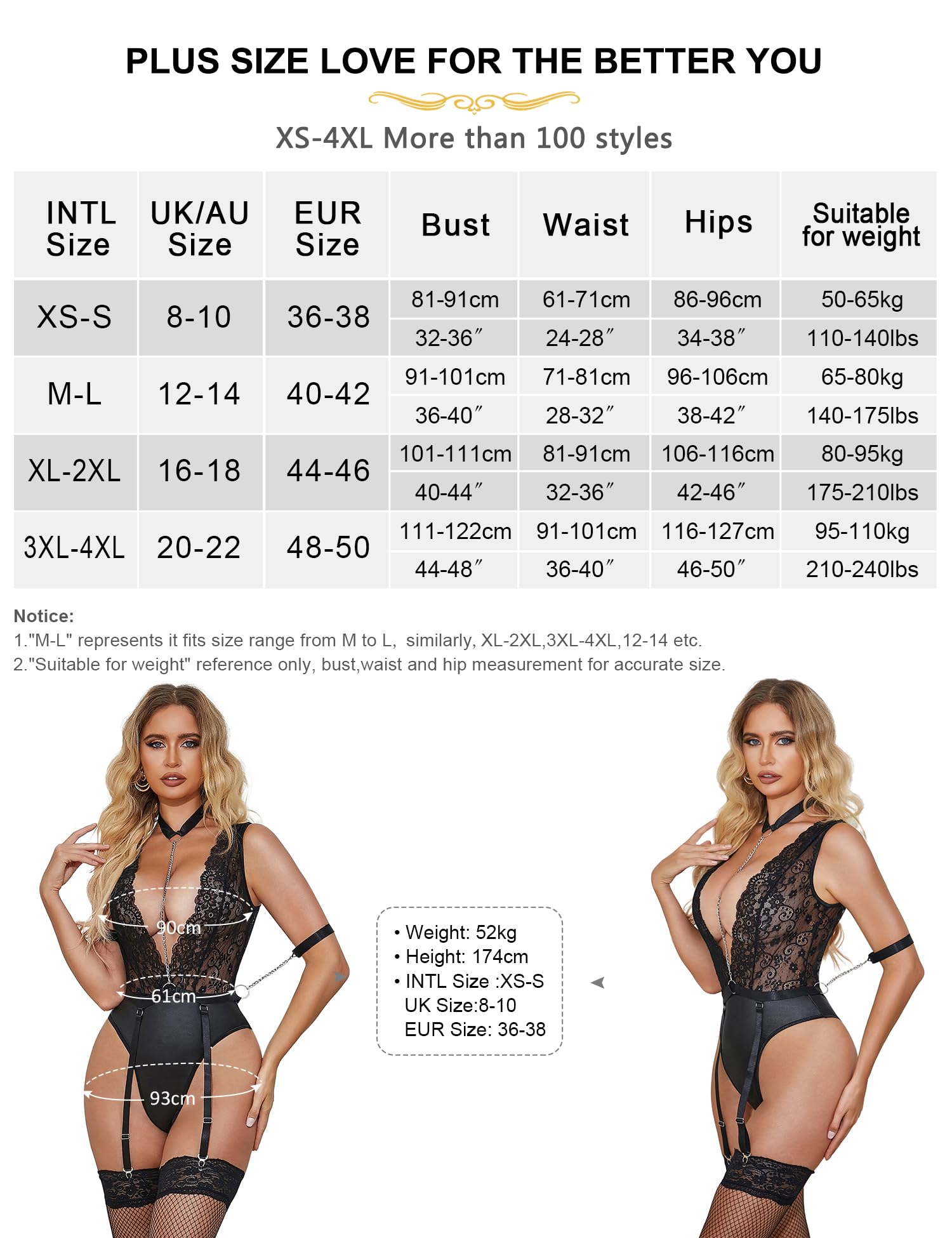 ohmydear Body Femme Sexy Dentelle avec 4 Porte-Jarretelles Élargis | Grande Taille, Ouverte Érotique, Col V Lingerie, Teddy Bodysuit, Tenue Coquine Hot