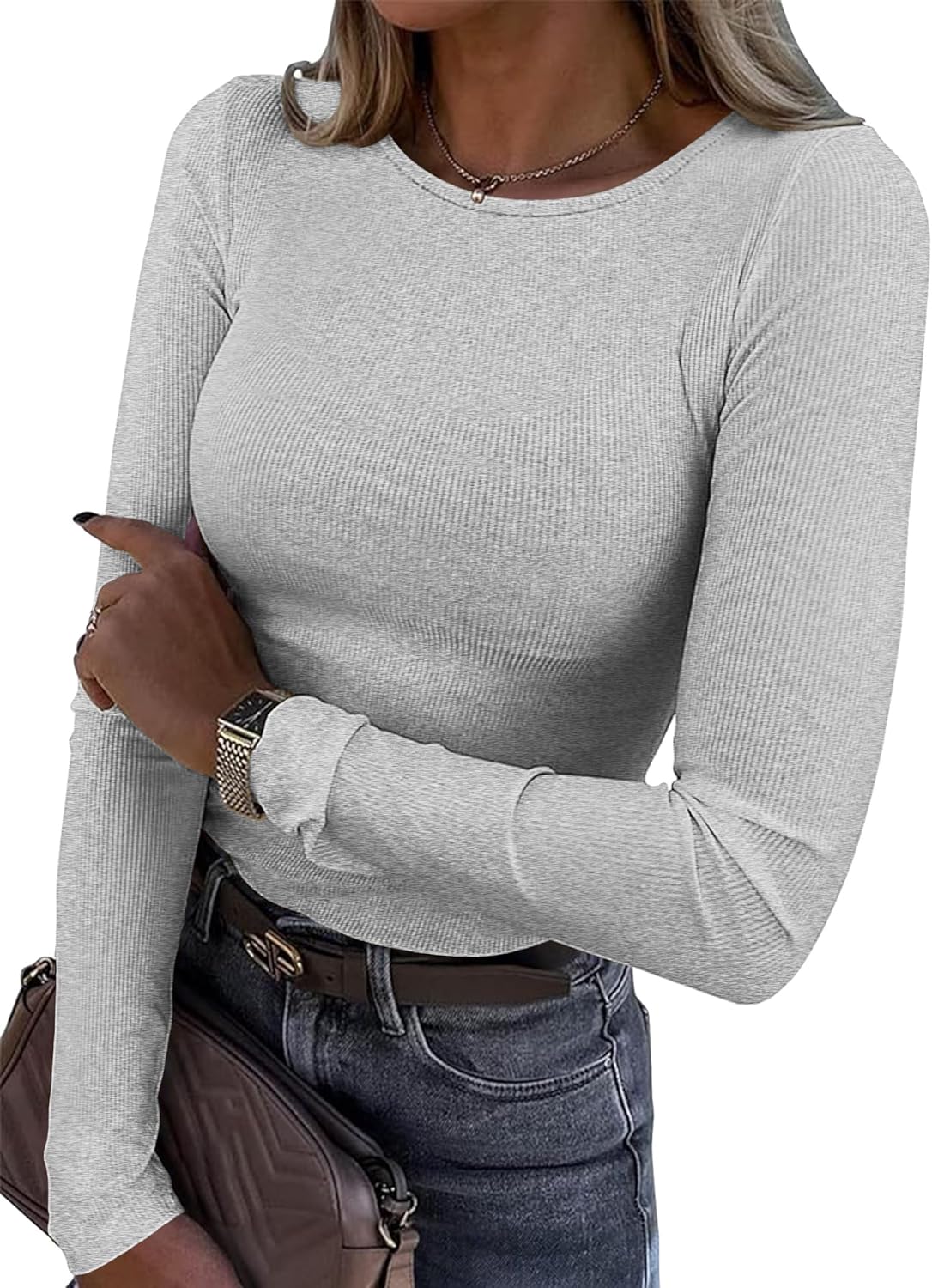 Zeagoo Womens Long Sleeve Crop Tops Basic Slim Fitted Shirts Fashion 2025 Going Out Y2k Tops Teen Girl Clothes