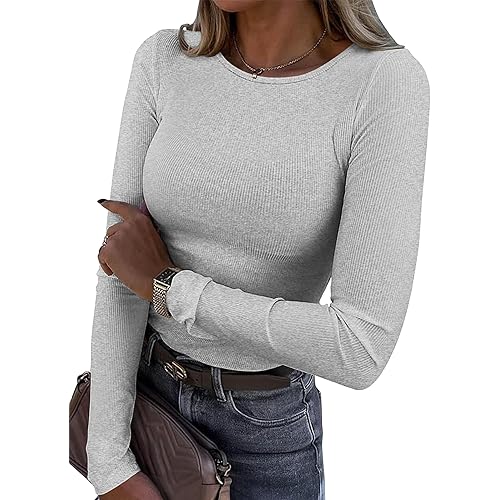 Zeagoo Womens Long Sleeve Crop Tops Basic Slim Fitted Shirts Fashion 2025 Going Out Y2k Tops Teen Girl Clothes