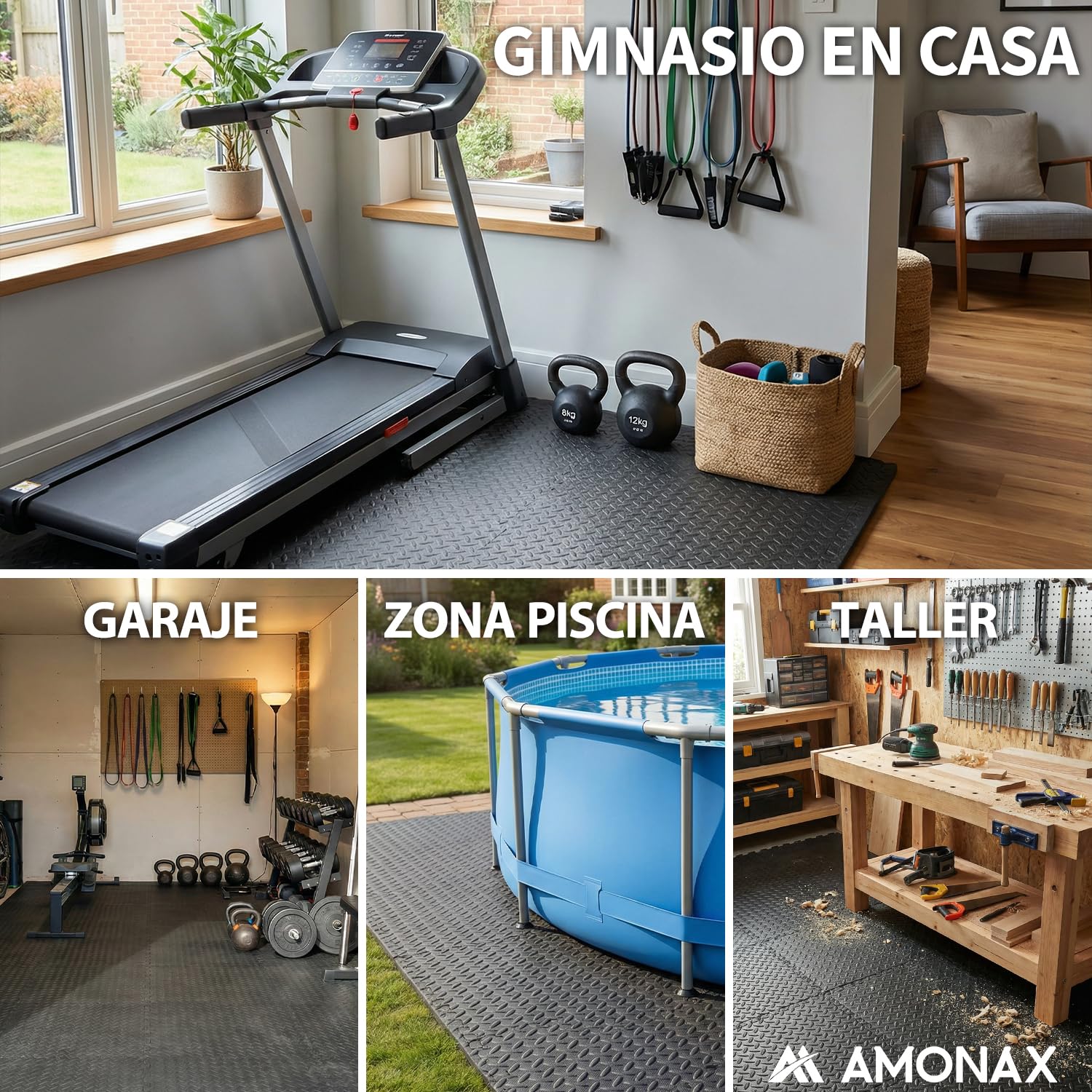 Amonax Suelo Gimnasio Moqueta para El Suelo, Puzzle Esterilla Fitness Tatami Suelo Suelo para Piscina, Baldosas para Piso De Garaje Suelo De Gimnasio, Aparatos De Gimnasia para Casa Gym En Casa