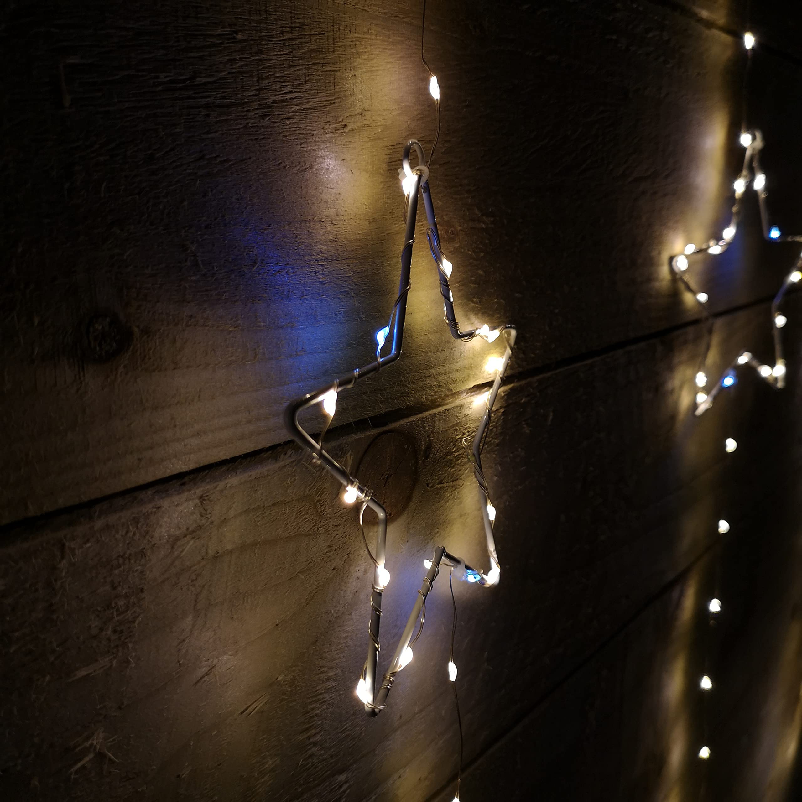 Premier 1,3 x 1,2 m 312 LED luci natalizie lampeggianti statiche stelle LED tenda in bianco mix