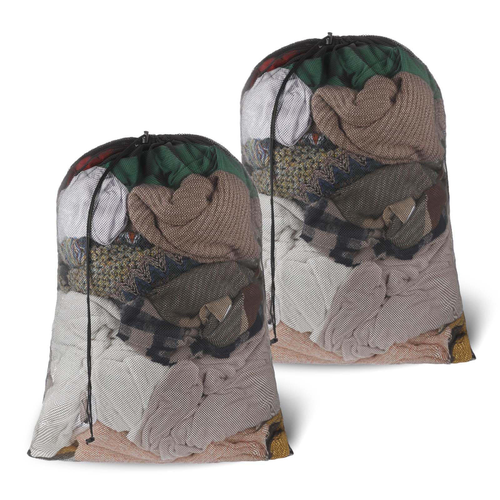 2pcs Large Mesh Laundry Bag Heavy Duty Honeycomb Mesh Laundry Bags with Drawstring Closure Laundry Hamper Liner Lockable Machine Washable for Factories Dorm Travel Clothes Storage Organize