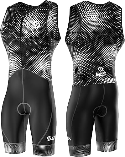 Miniatura 10 de SLS3 Trajes de triatlón para hombre, triatlón de triatlón de primera calidad, sin mangas, de secado rápido, con bolsillo trasero grande Ola gris