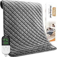 King Size Heating Pad for Back Pain 32"x24" Extra Large Electric Heating Pad for Period Cramps Relief &amp; Body Neck Shoulder Auto Shut Off Heat Pad Temperature Settings Machine Washable Gray