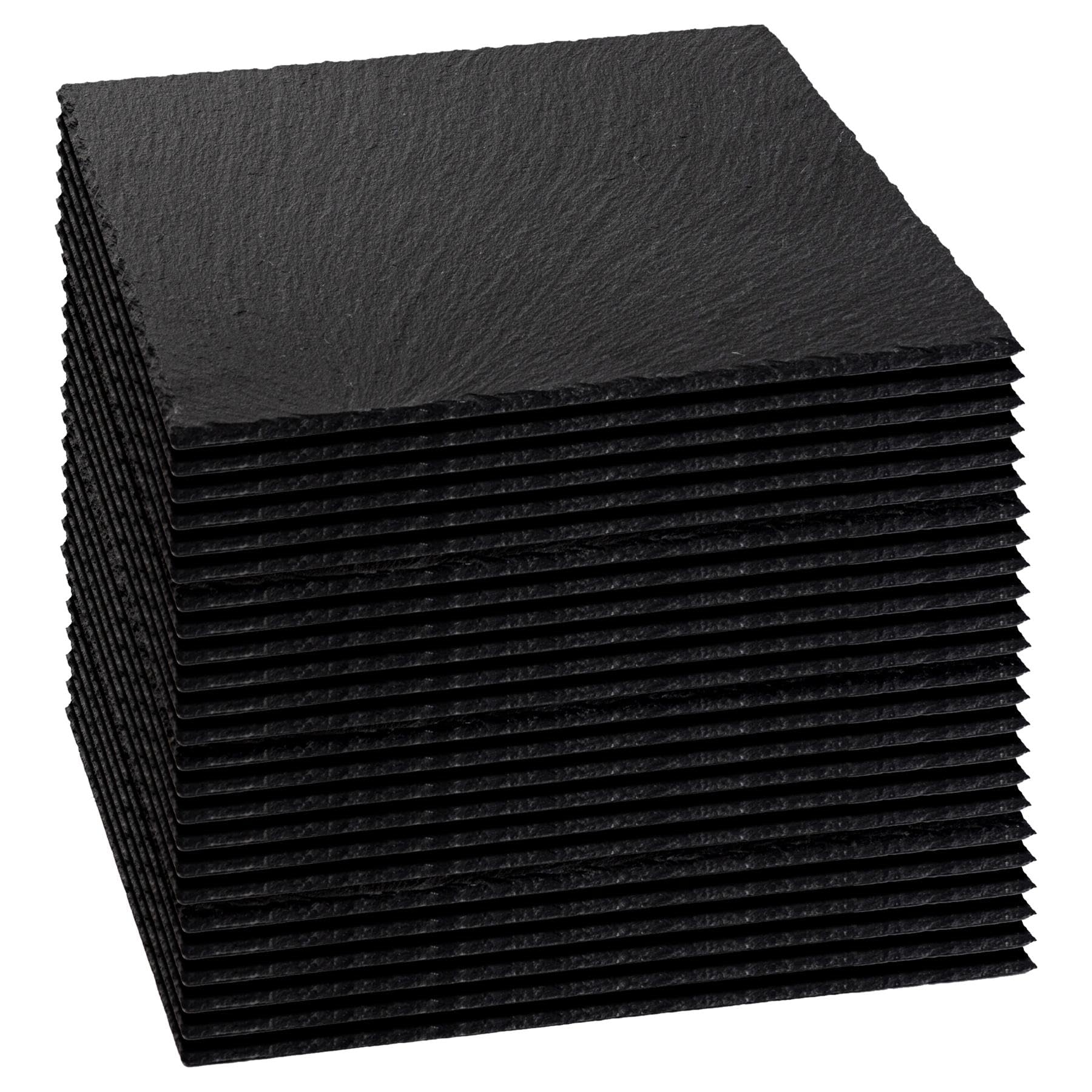 Argon Tableware Square Slate Placemats - 33cm - Pack of 24 - Black Natural Stone Slate Dinner Mats Dinnerware Plate Placemats for Kitchen, Home, Bar, Restaurant, Weddings, Events