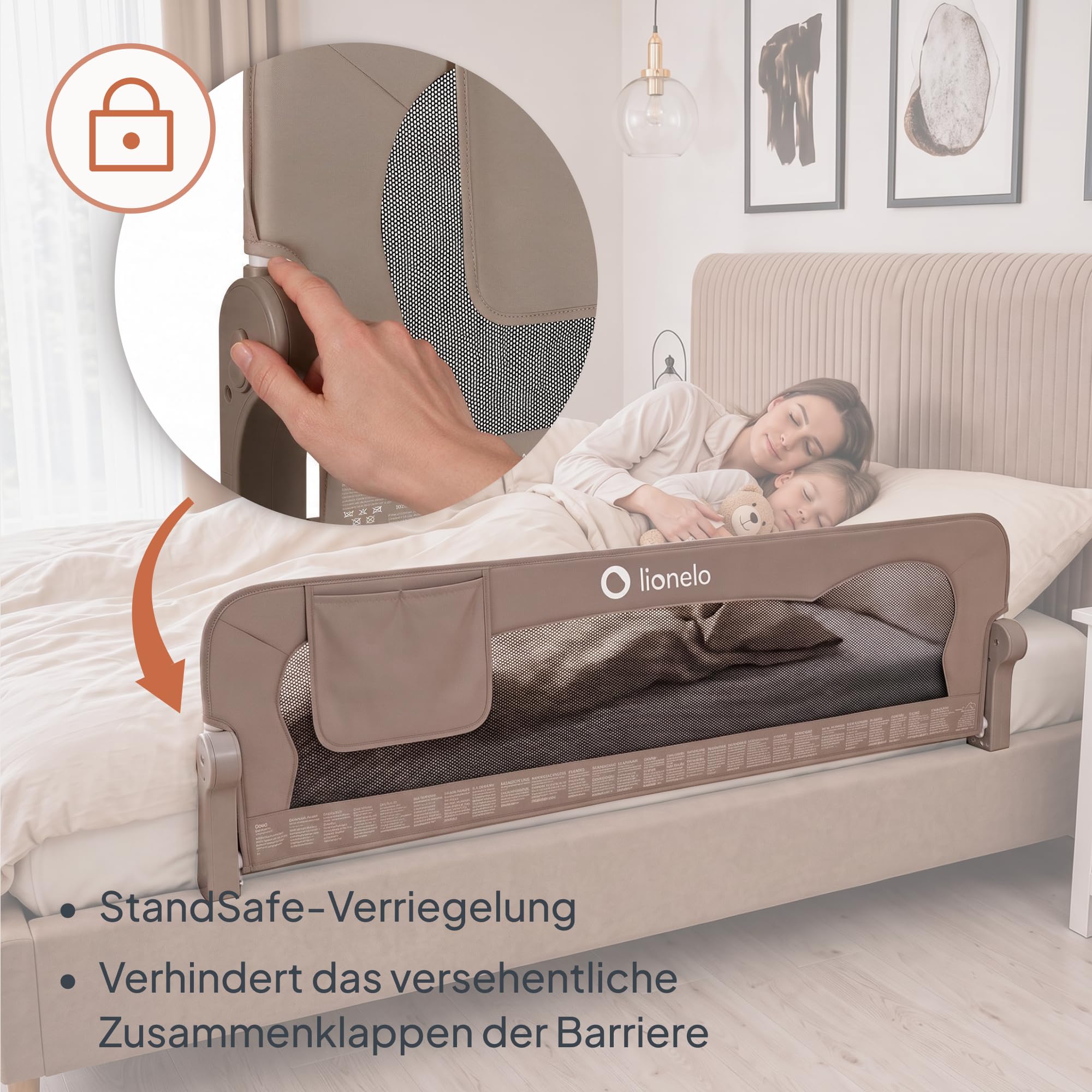 Lionelo Eva Rausfallschutz Bett Rausfallschutz Kinderbett, 150 x 42 cm