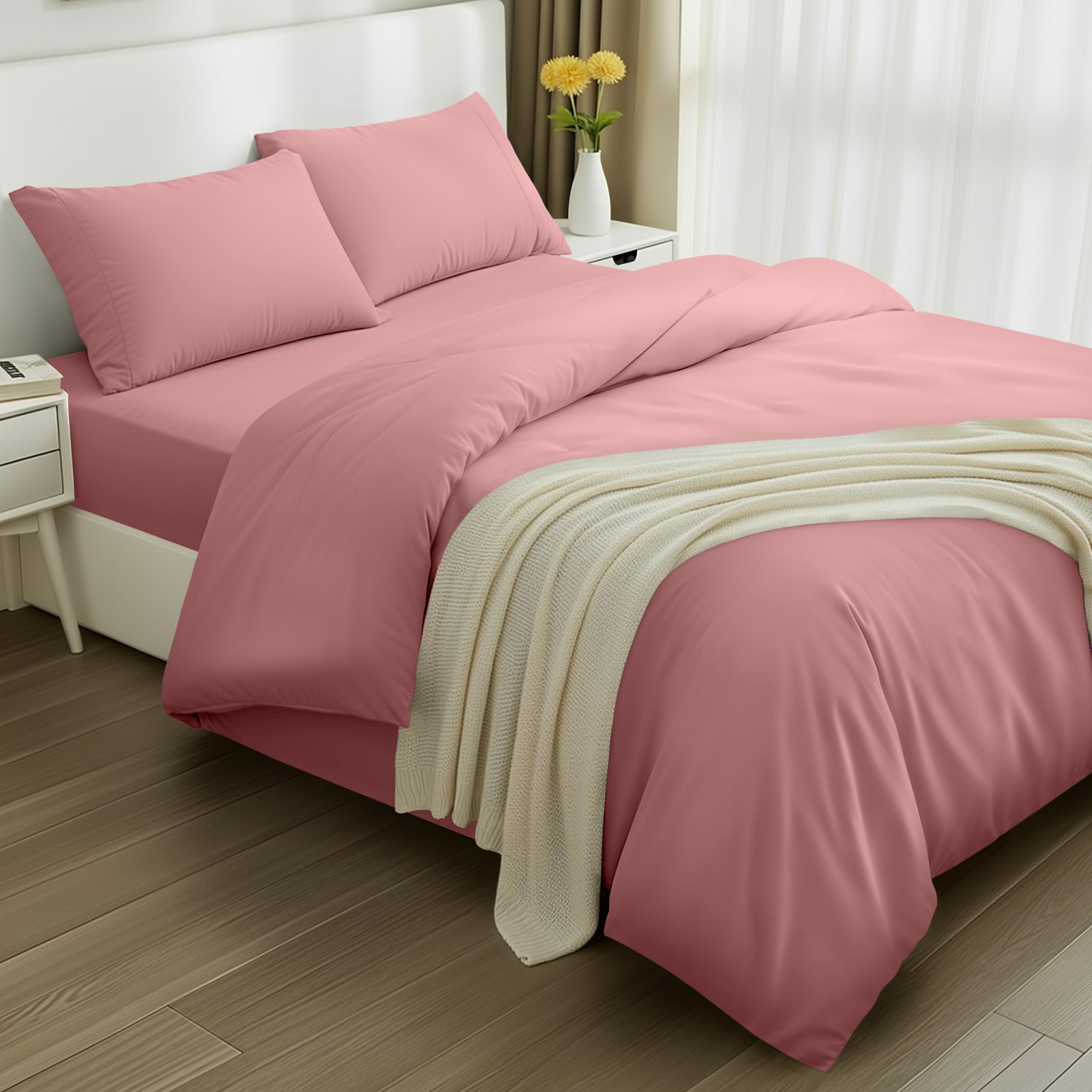 Utopia Bedding 4 Piece King Bedding Set - Pack of 6 - Duvet Cover, Fitted Sheet with Pillow cases - Soft Brushed Microfiber Polyester (Beige) — view 16