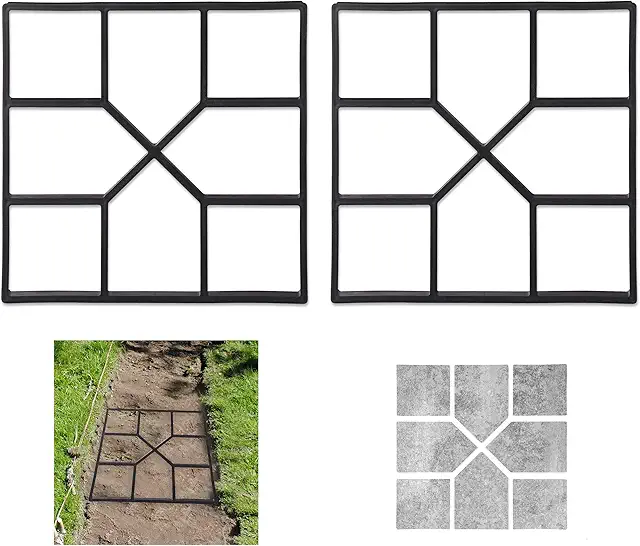 Relaxdays Garden Path Mold Set of 2 for Decorative Paving & Tiles, Concrete Mould, 40.5x40.5 cm
