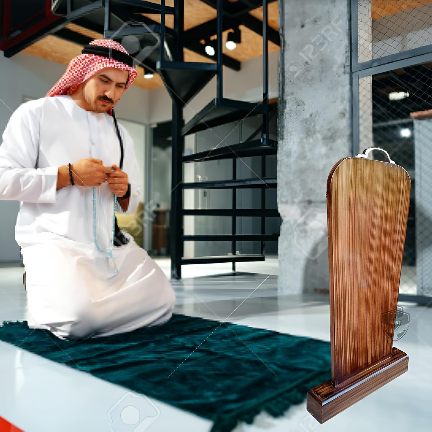 KS MART Prayer Barrier Namaz Sutra – Wooden Islamic Prayer Divider for Home, Mosque, and Office | Handcrafted Muslim Prayer Sutrah for Namaz Focus | (Multicolour LINE, Simple)