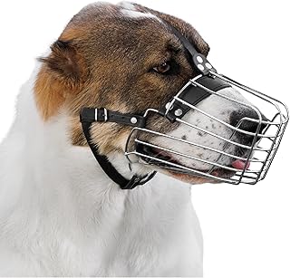 BRONZEDOG Wire Dog Muzzle Metal Dog Muzzle Leather Adjustable (Size 7: Alabai & Maremma) product image