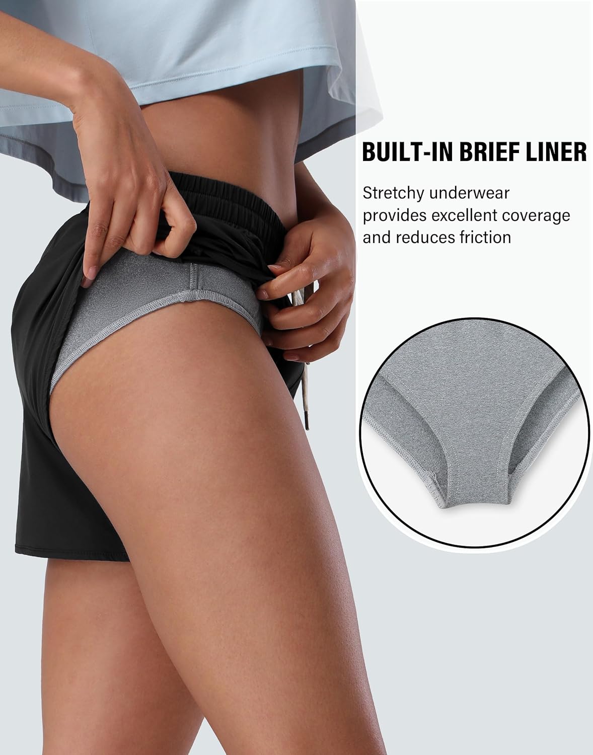 Pioneer Camp Womens Athletic Shorts with Liner 4" Quick Dry Running Gym Shorts Workout Stretchy Active Shorts with Zip Pocket - Image 3