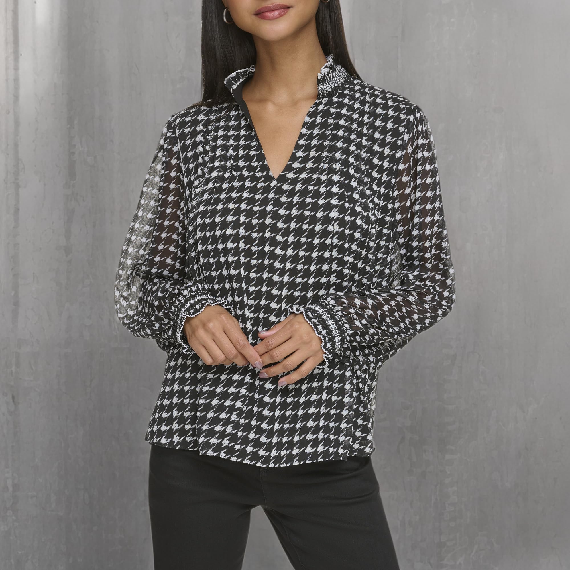 Karl Lagerfeld Paris l3hah560-xsf-s koszula damska, czarna/biała, mała, czarno-biały, S