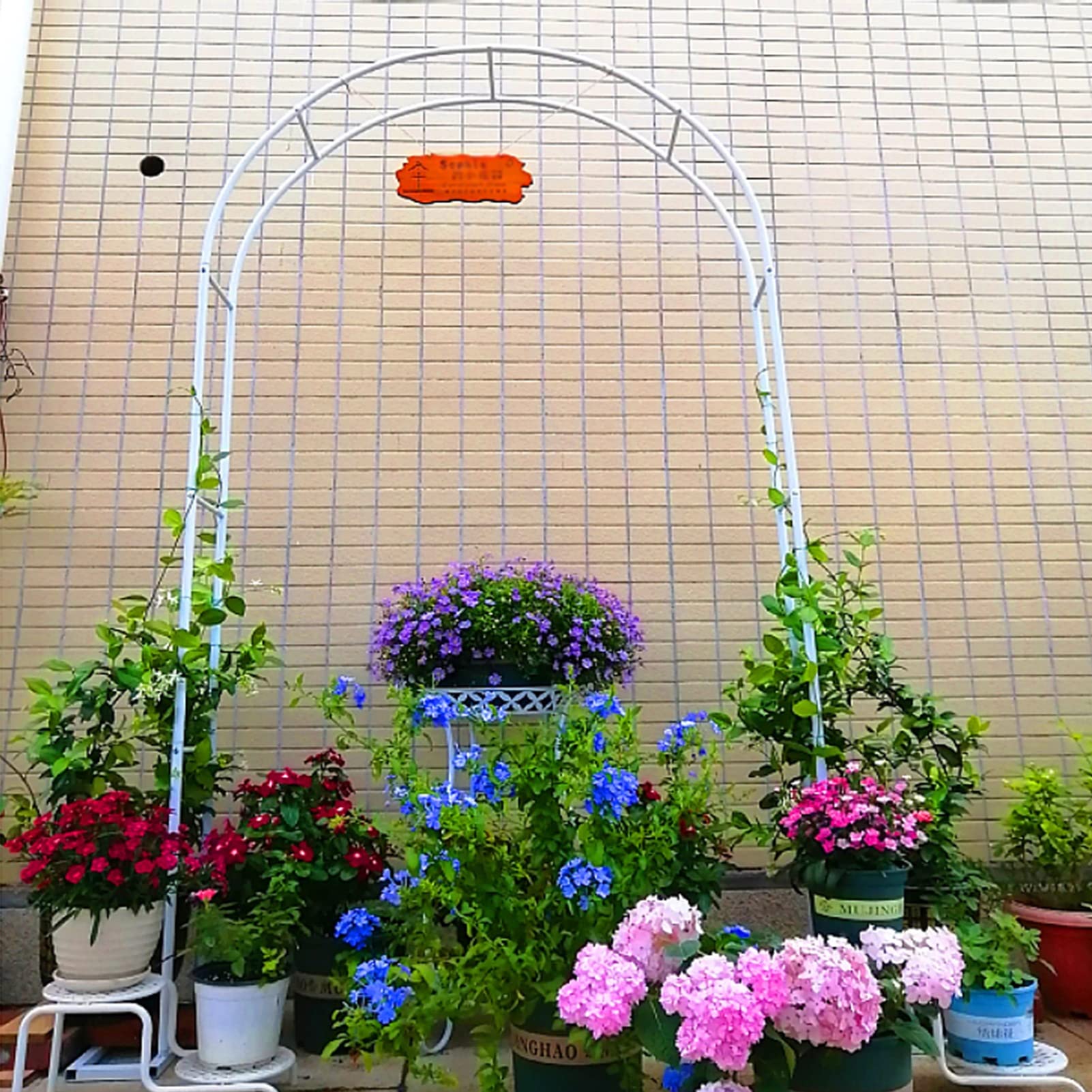 Łukowa altana ogrodowa, metalowa altana do roślin pnących, altana do łuków ślubnych wielofunkcyjna, odporna na warunki atmosferyczne, łatwa instalacja (