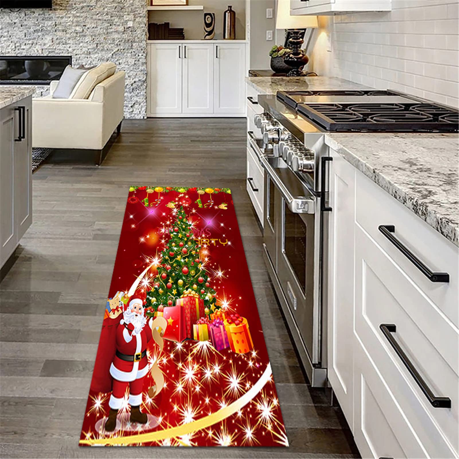 Tappeto Passatoia Natalizio per Corridoio Tappetino per Decorazioni Natalizie,Tappeto Natale Lavabile in Lavatrice per Soggiorno, Camera da Letto, Bagno, Cucina,9,60x180cm