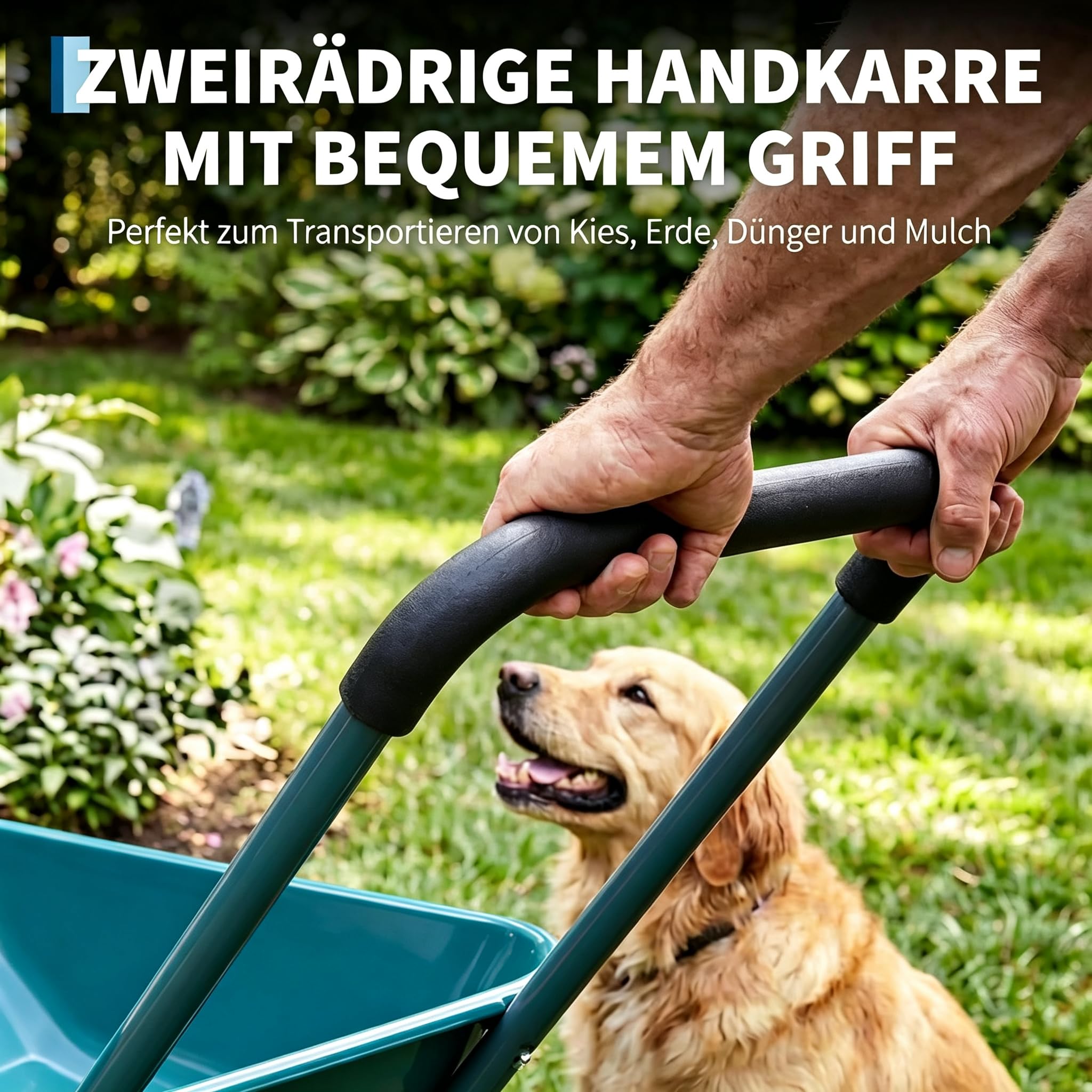 Garten Schubkarre， 2 Räder, 100L 272 kg Tragkraft，Luftbereifung