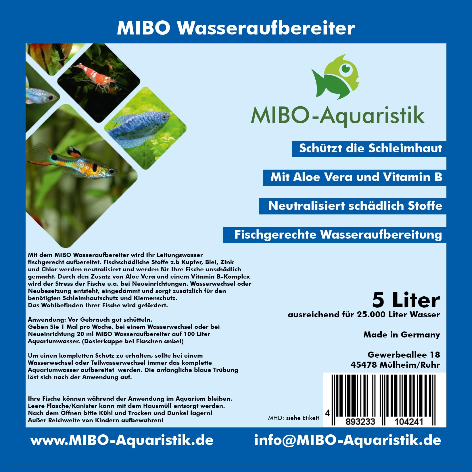 MIBO Spar Set Aquarium Pflege 3 x 5.000ml +Algenradierer Wasseraufbereiter Algenvernichter Filteraktivator