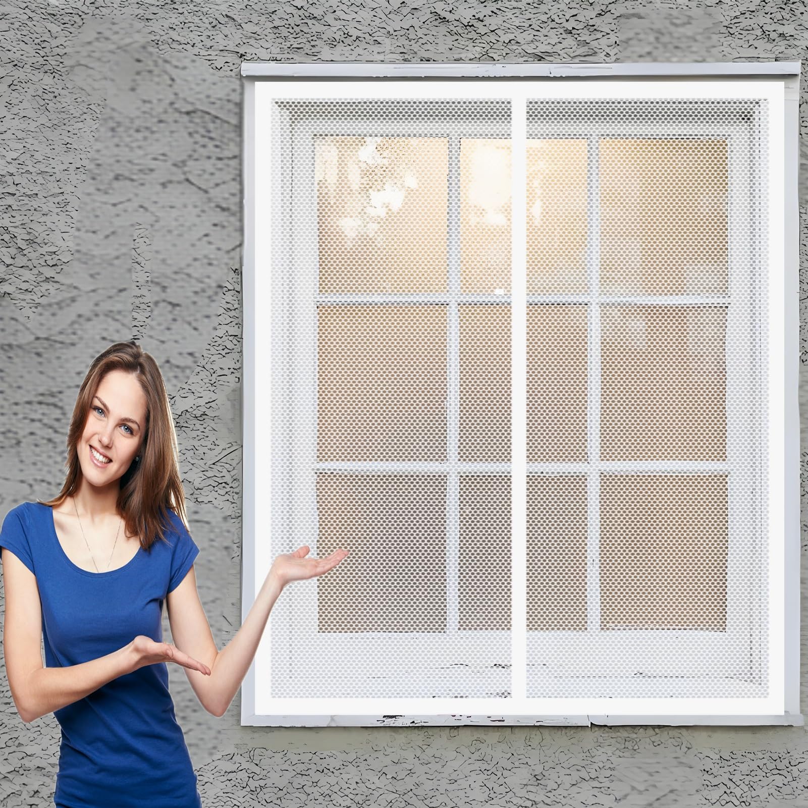 Doguo White Magnetic Fly Screen Mesh 150 X 200 Cm(59 X 79Inch) Mosquito Net Prevents Insects, No Drilling Or Screwing, Easy Installation For Various Windows,