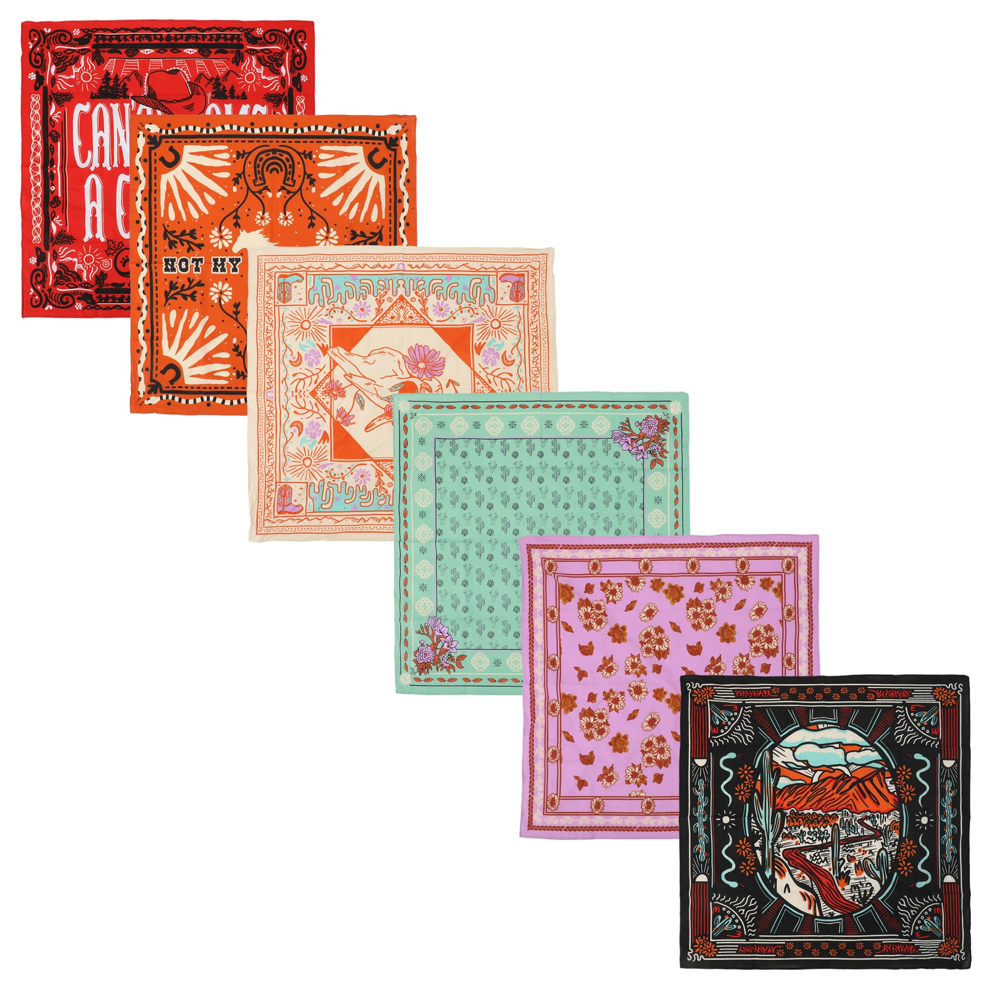 Lightweight Multicolored 22"x22" (6-Pack, 12-Pack and 48-Pack) Bandana Set