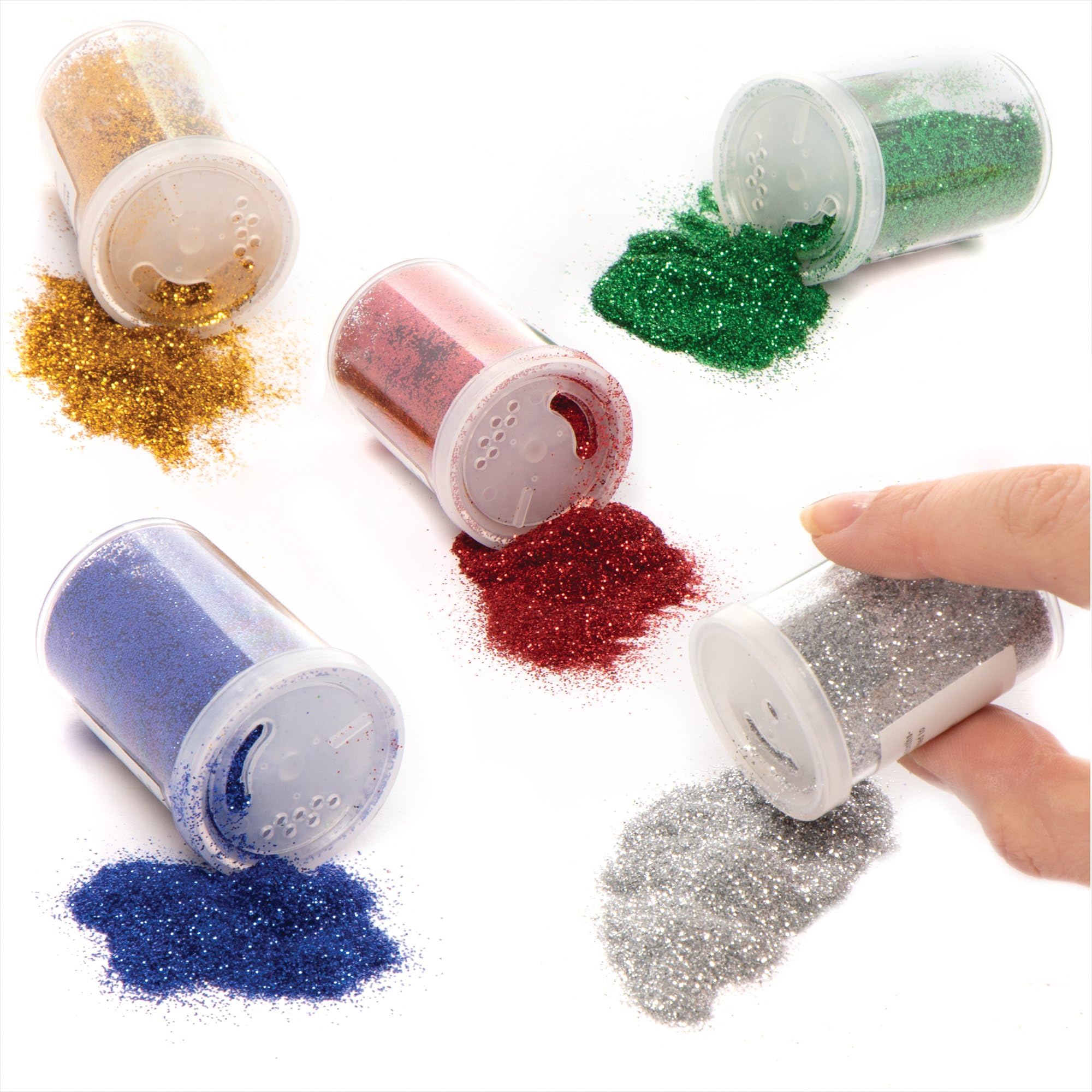 Baker Ross AR716 Glitter Shakers - Pack of 5, 15g, Assorted Colours, Craft Glitter, Craft Supplies, Art Projects