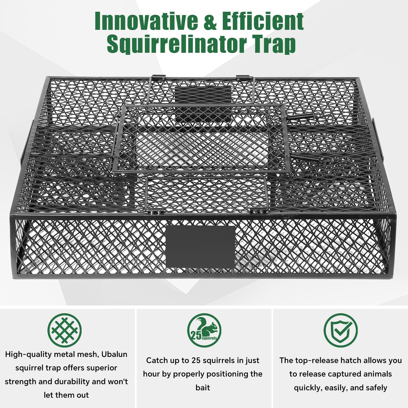 Condition photo showing Good Condition for heavy-duty squirrelinator squirrel trap, 2-door animal humane catch & release cage trap, holds up to 25 squirrels, safe relocation (1 trap)