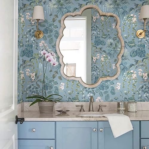 Vista 70 de Ismoon Papel tapiz verde para despegar y pegar, diseño bohemio floral y hojas en papel adhesivo grueso, papel adhesivo botánico oscuro, extraíble