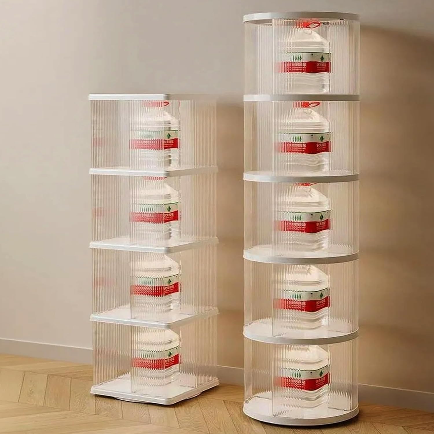 5 Tier Rotating Bookshelf Tower, 360° Rotating Bookshelf, Space Saving Rotating Bookshelves, Revolving Bookcase Suitable for Bedrooms, Living Rooms, Studies and Offices, White, Lazy Susan