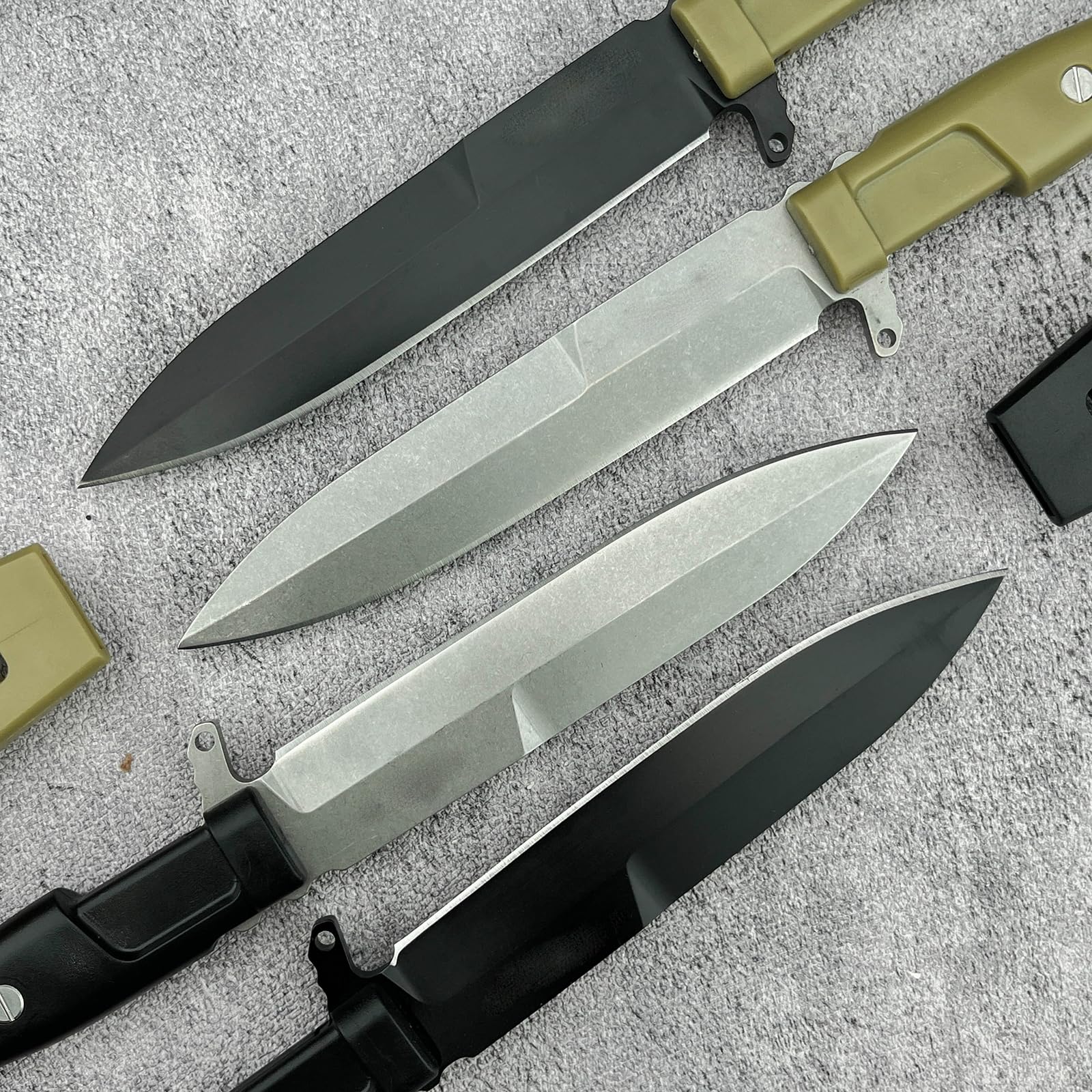 Outdoor Messer Survival mit Scheide, Nylonfaser Griff und 8Cr13Mov Stahl Klinge, Feststehendes Messer mit Full-Tang Design,Geschenk für Männer(Schwarzes Griffstück, schwarze Klinge)