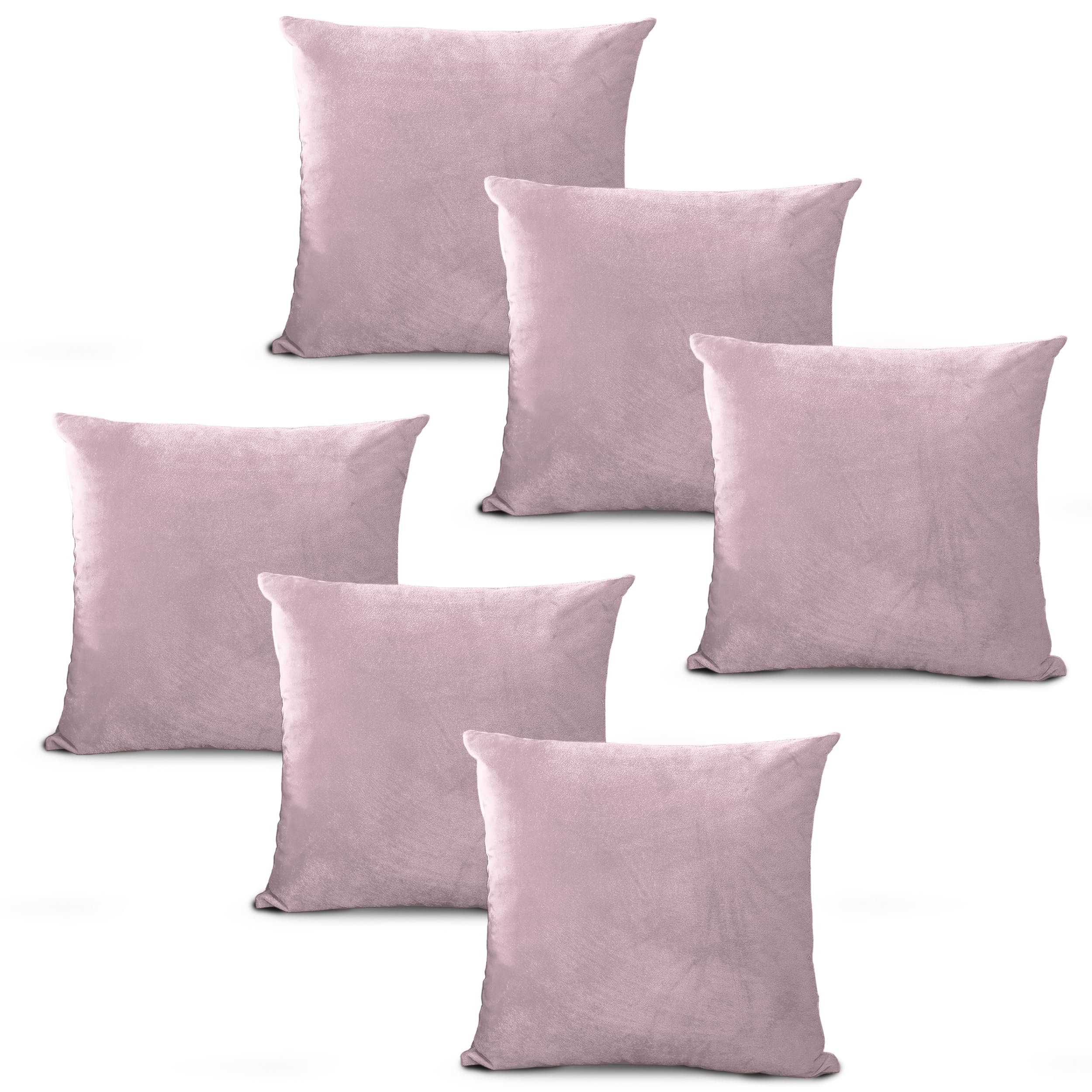 Hafaa Velvet Cushions with Covers Included Sets 12 (6 Pink Cushion Covers, 6 Cushion Inserts 45cm x 45cm) Luxury Decorative Fluffy Square Throw Pillow Case Sofa Cushion with Invisible Zipper โ image 1