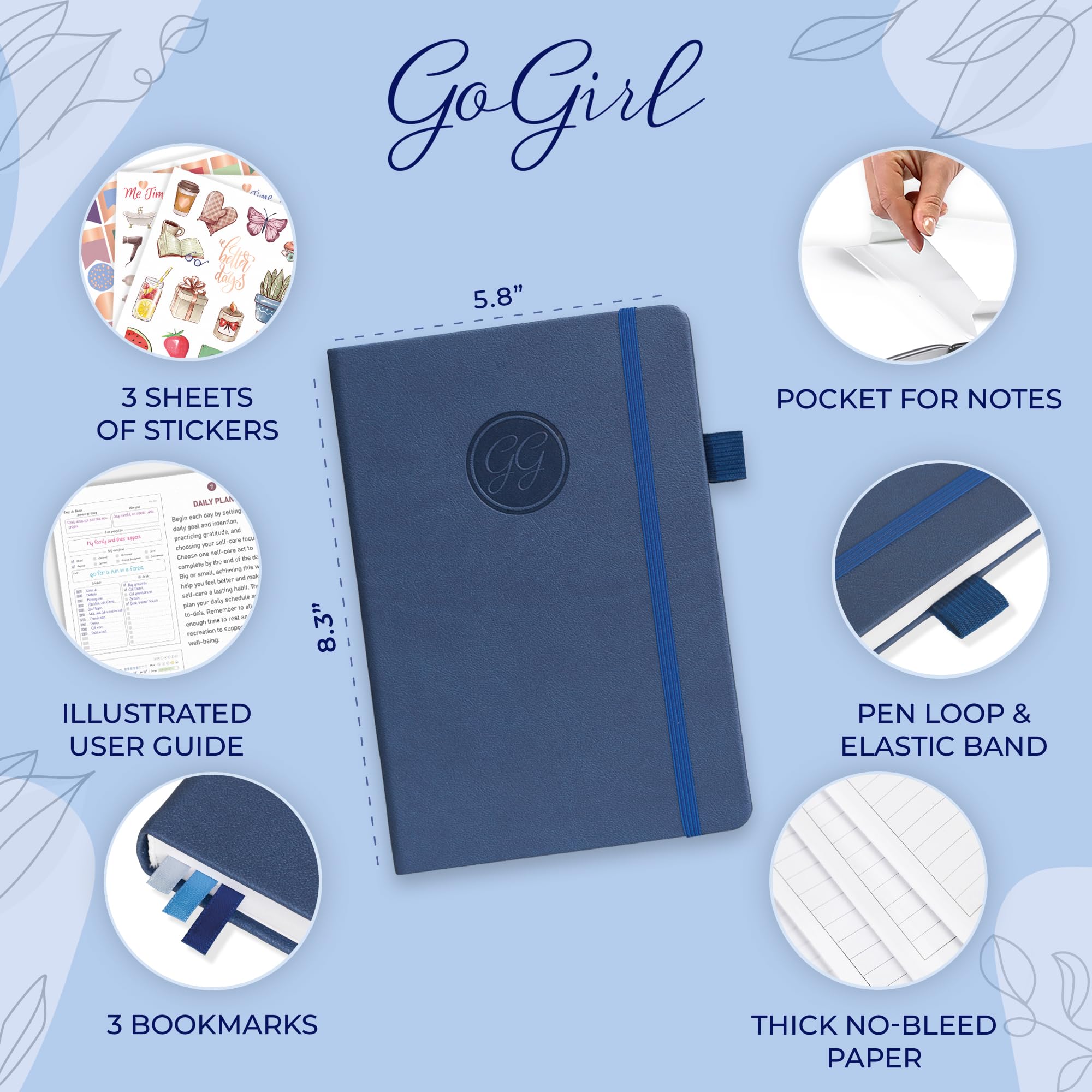GoGirl Self-care Journal, Daily Mental Health Notebook with Mood & Wellness Trackers, Personal Development - Image 2