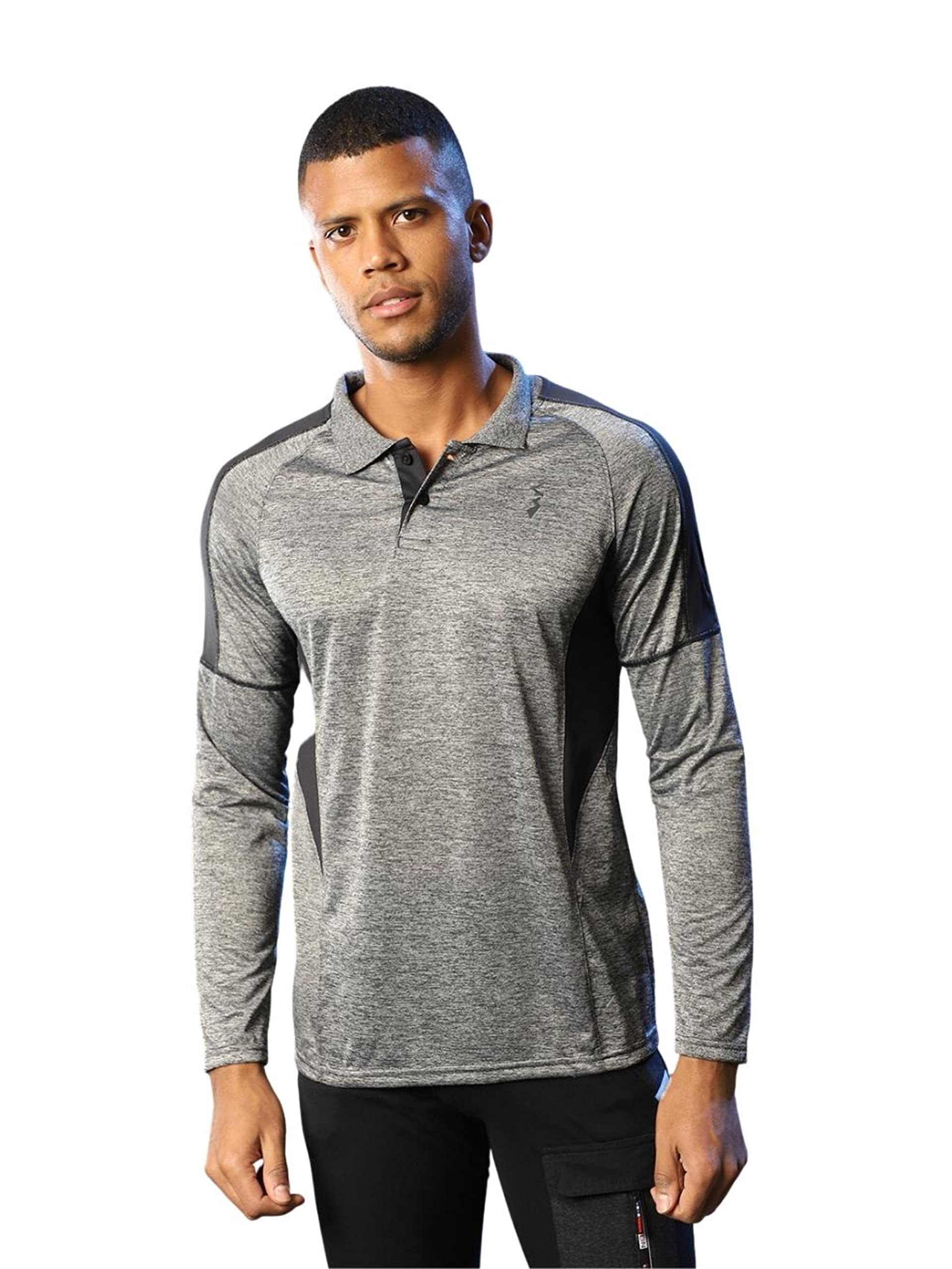cahoot Men's Solid Grey Dri Fit Full Sleeve Activewear T Shirt Regular Fit for Casual Wear-picture-16