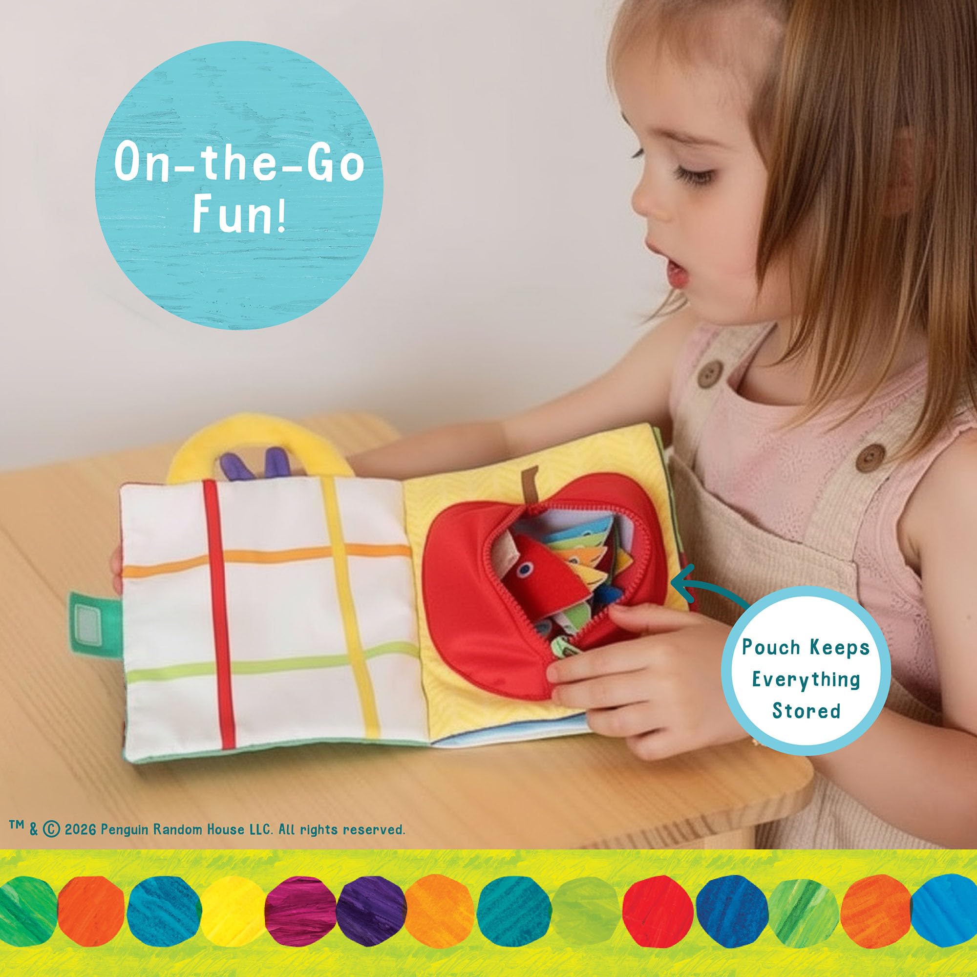 Eric Carle The Very Hungry Caterpillar - Juguete de fieltro ocupado – Actividad interactiva para la hora de cuentos con 5 páginas, 3 marionetas de dedo y 23 piezas de juego de fieltro, juguete de