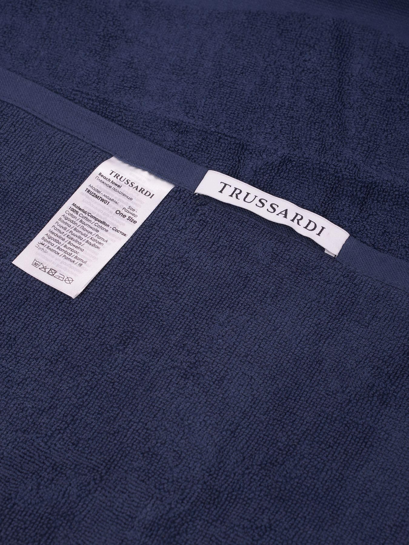 Trussardi Telo mare piscina o spa cotone spugna tessuto logato cm.170 x 90 (circa) articolo TRU2MTW01, DAB Dark blue, Taglia unica