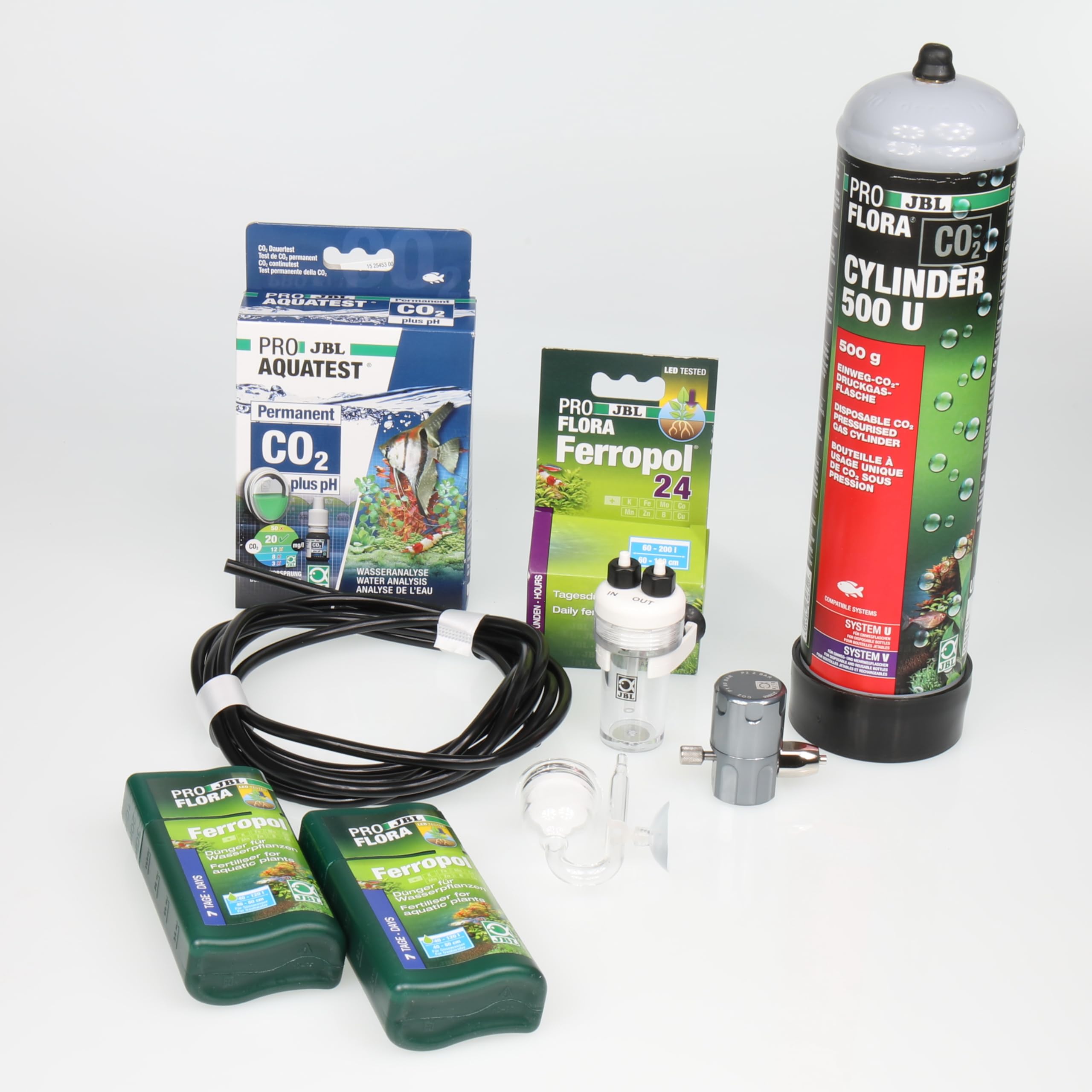 JBL PROFLORA CO2 Basic Set U, Juego Completo de Fertilizantes de CO2 para 40-300 l, con Botella de Almacenamiento de CO2 desechable y Accesorios extensos