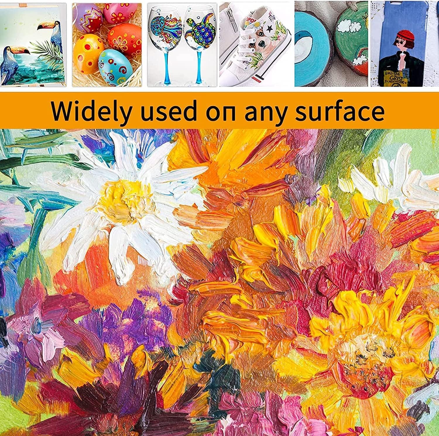 MURCY Acrylic Paint Set - 24 Vibrant Colors for Kids & Adults, 12mL Tubes, Ideal for Wood, Canvas, Fabric, Ceramics - Art Supplies (24 Pack of 12 mL) 4