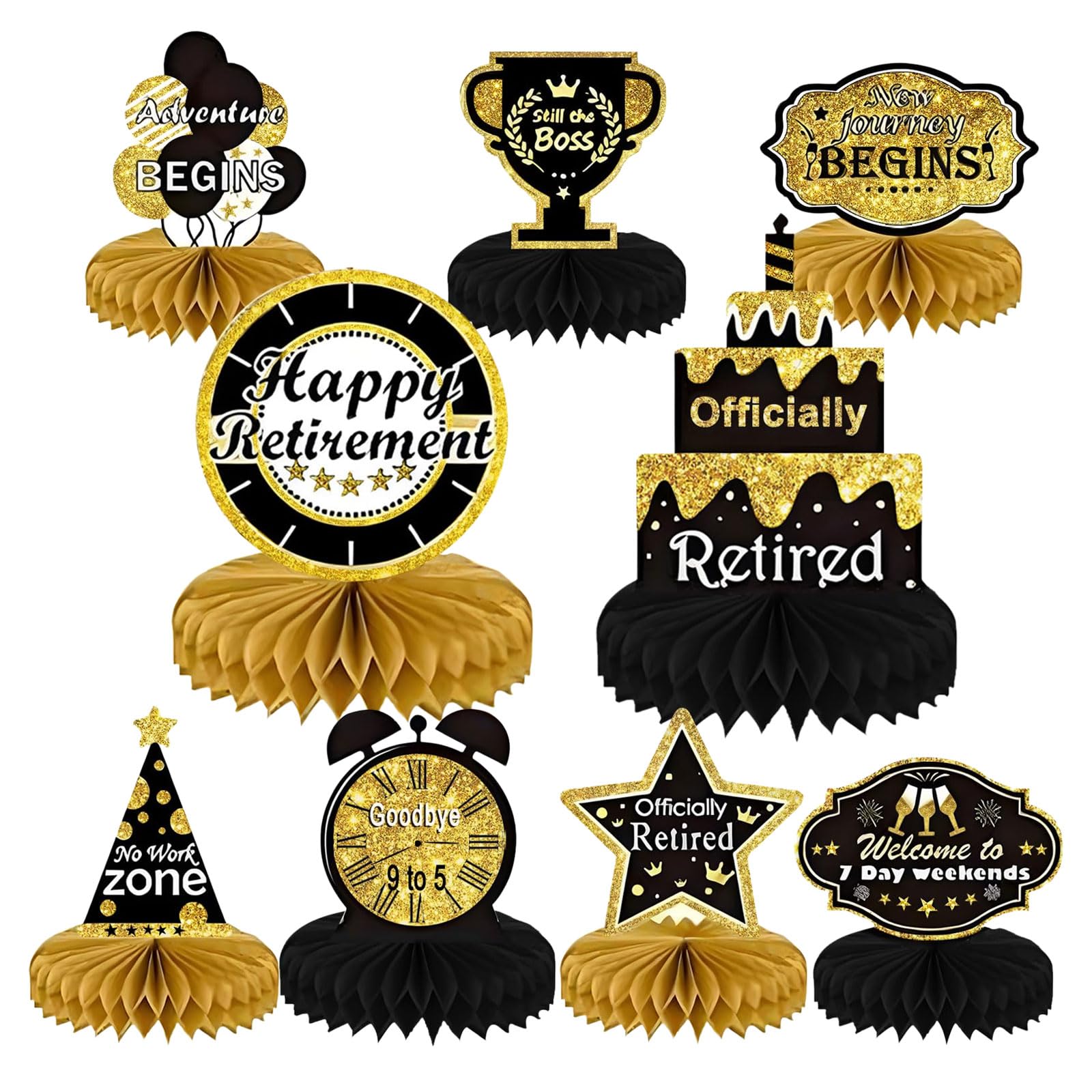 Bubaxuce 9 Pieces Retirement Party Decorations KSKSPE Retirement Table Toppers for Table Black and Gold Retirement Centerpieces Retirement Decor for Celebration