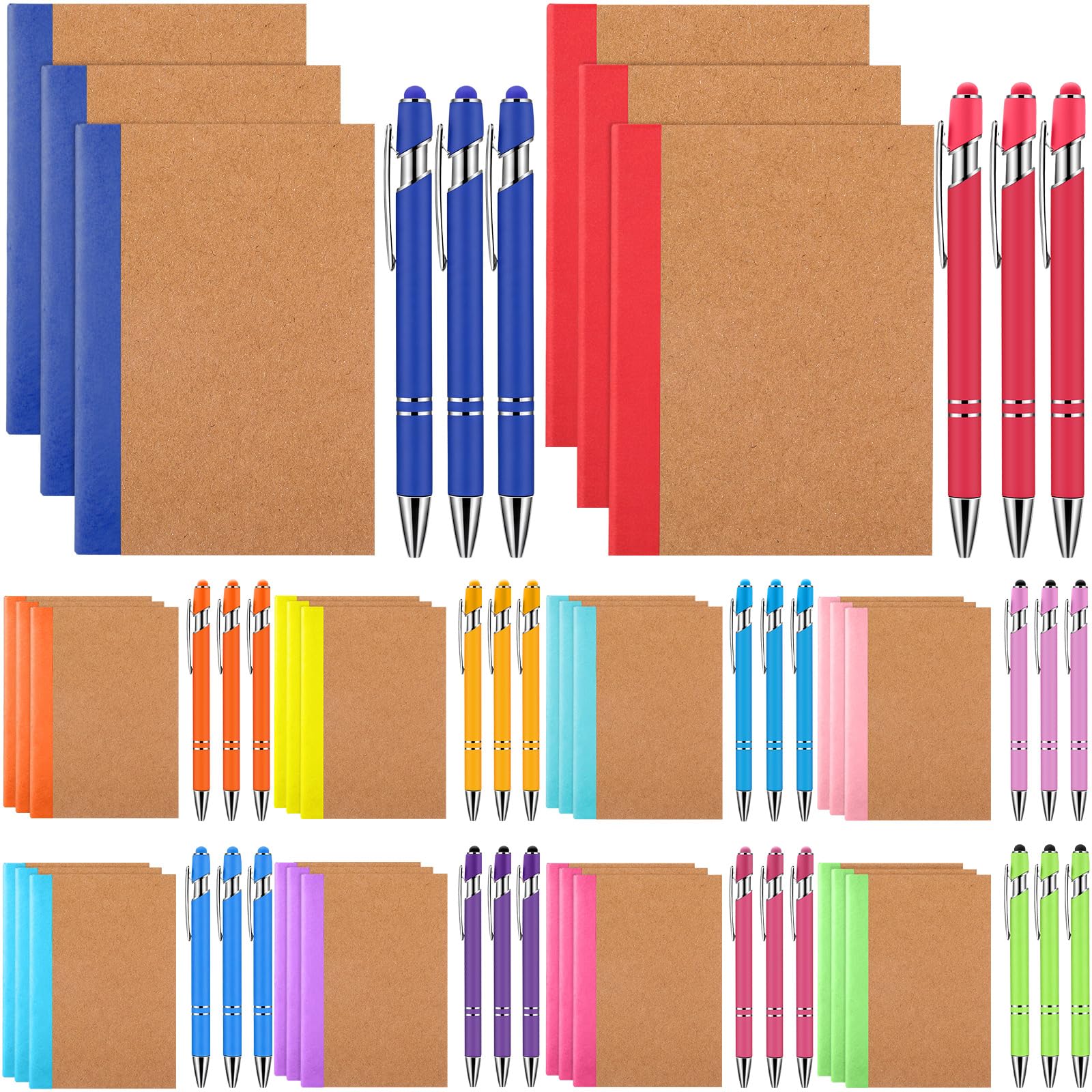 Fainne 60 mini cuadernos con bolígrafos a granel, cuadernos de composición universitaria, diarios de regreso a clases, blocs de notas de bolsillo de 3.3 x 4.5 pulgadas para suministros escolares