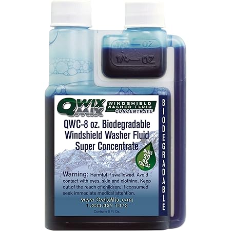 Qwix Mix Windshield Washer Fluid Concentrate, 1 Bottle Makes 32 Gallons, 1/4 oz. Makes 1 Gallon 100% Biodegradable