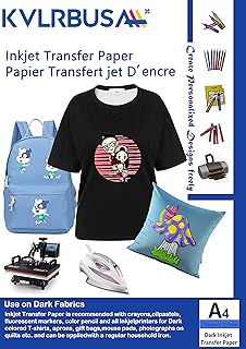 Sponsored Ad - DIY Inkjet Iron-On Dark Heat Transfer Paper, Kvlrbusa Dark Color Fabric T Shirt Washable Transfer Paper (20...